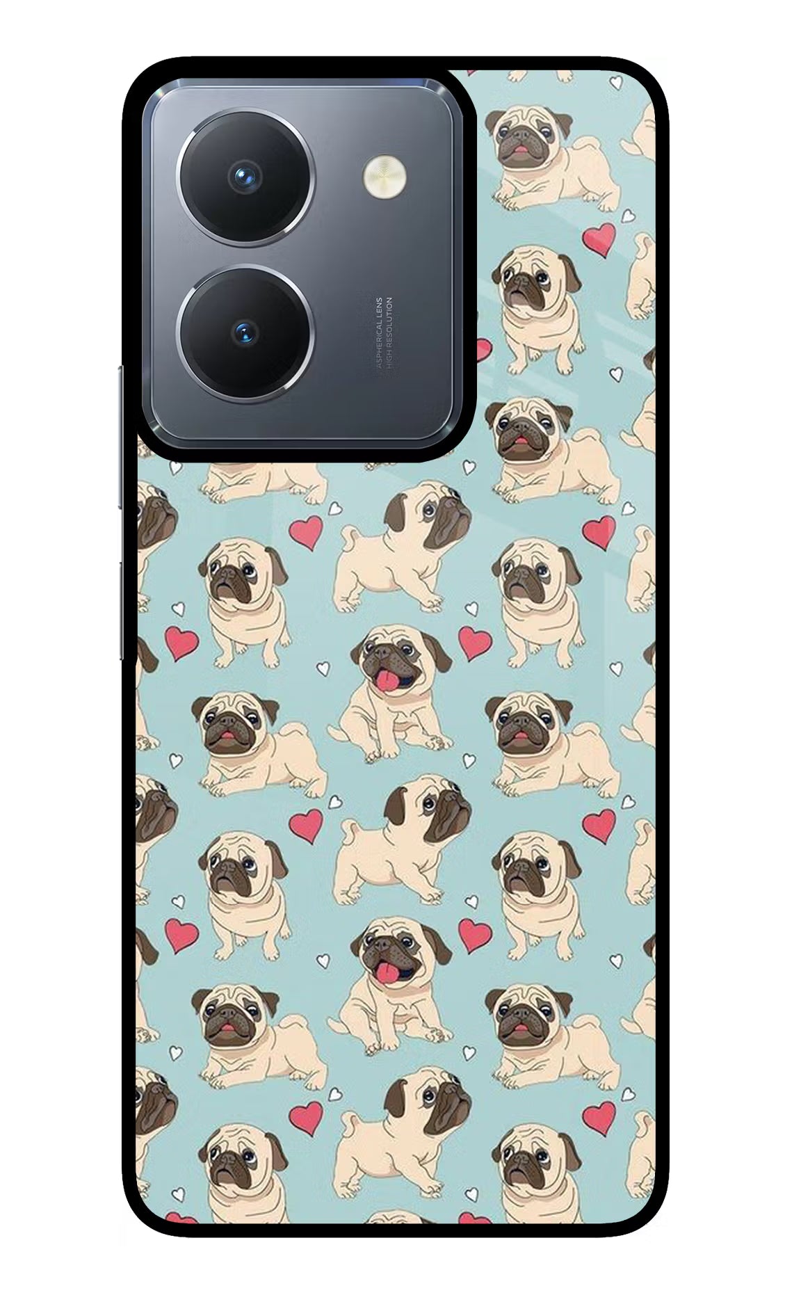 Pug Dog Vivo Y36 Glass Case Back Cover by Casekaro