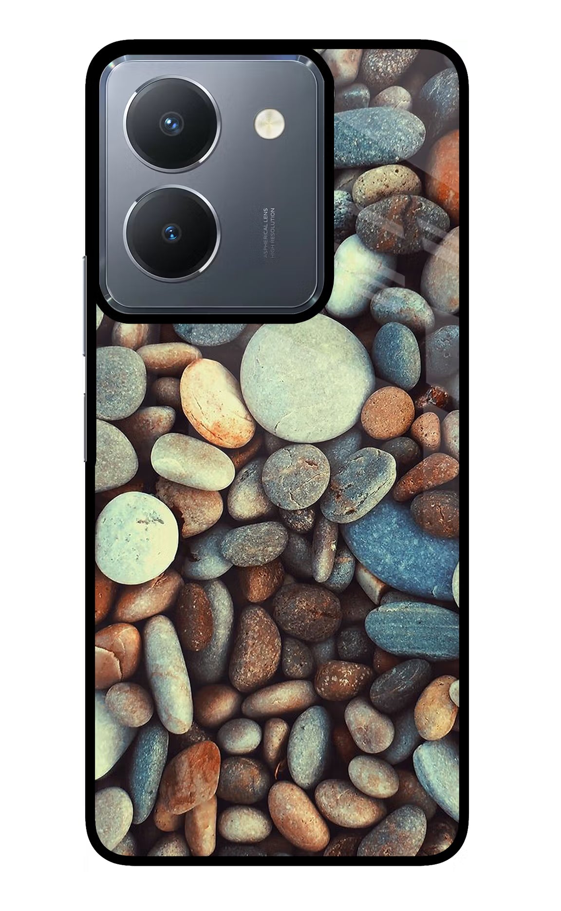 Pebble Vivo Y36 Glass Case Back Cover by Casekaro