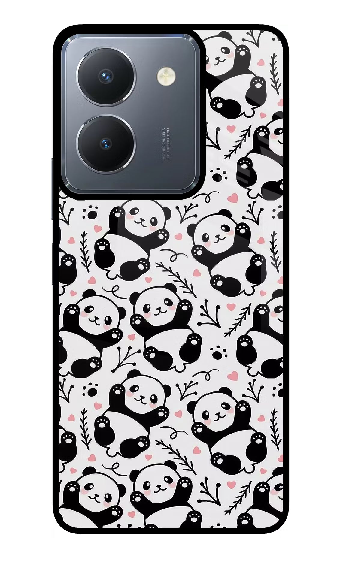 Cute Panda Vivo Y36 Glass Case Back Cover by Casekaro
