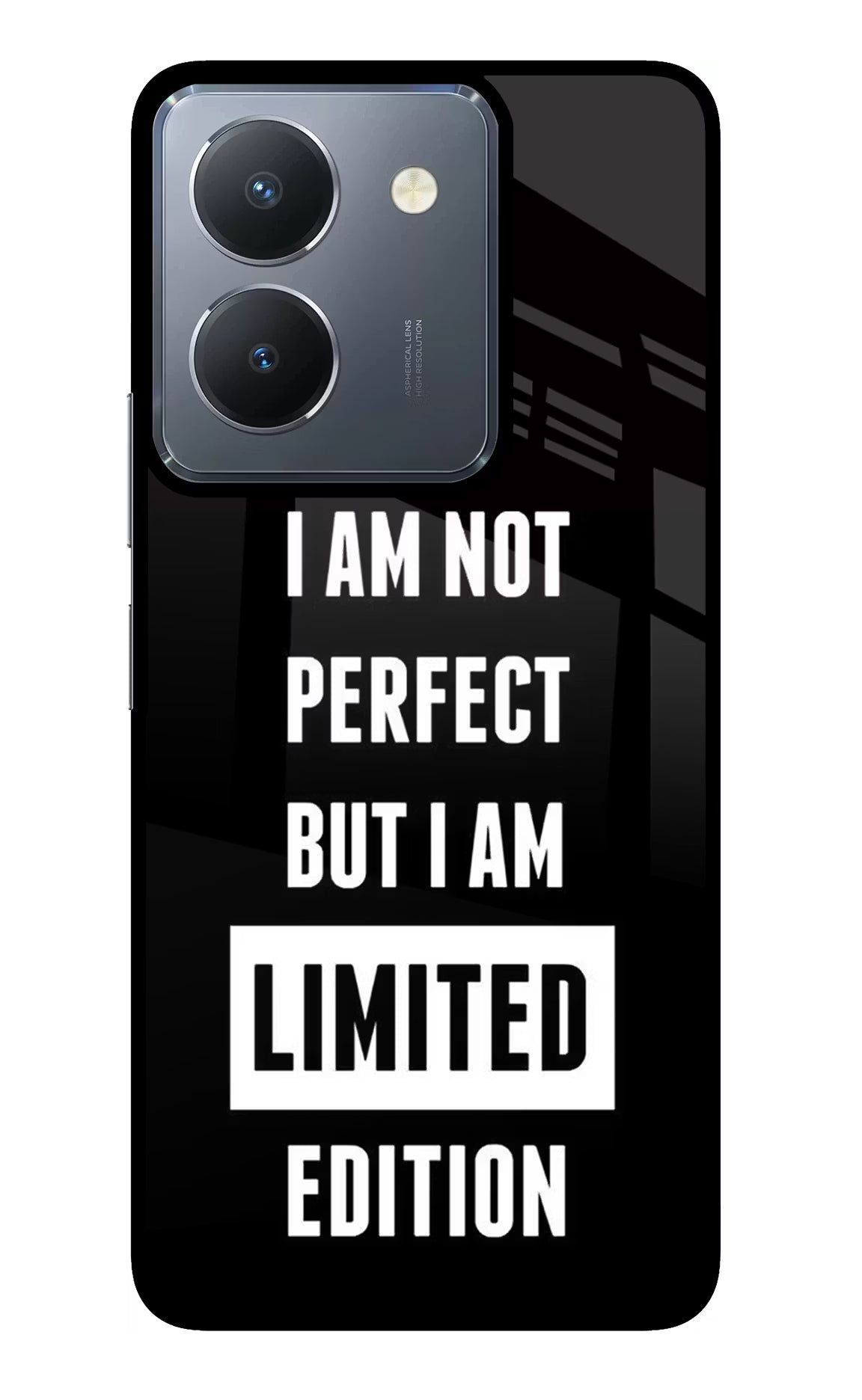 I Am Not Perfect But I Am Limited Edition Vivo Y36 Glass Case Back Cover by Casekaro