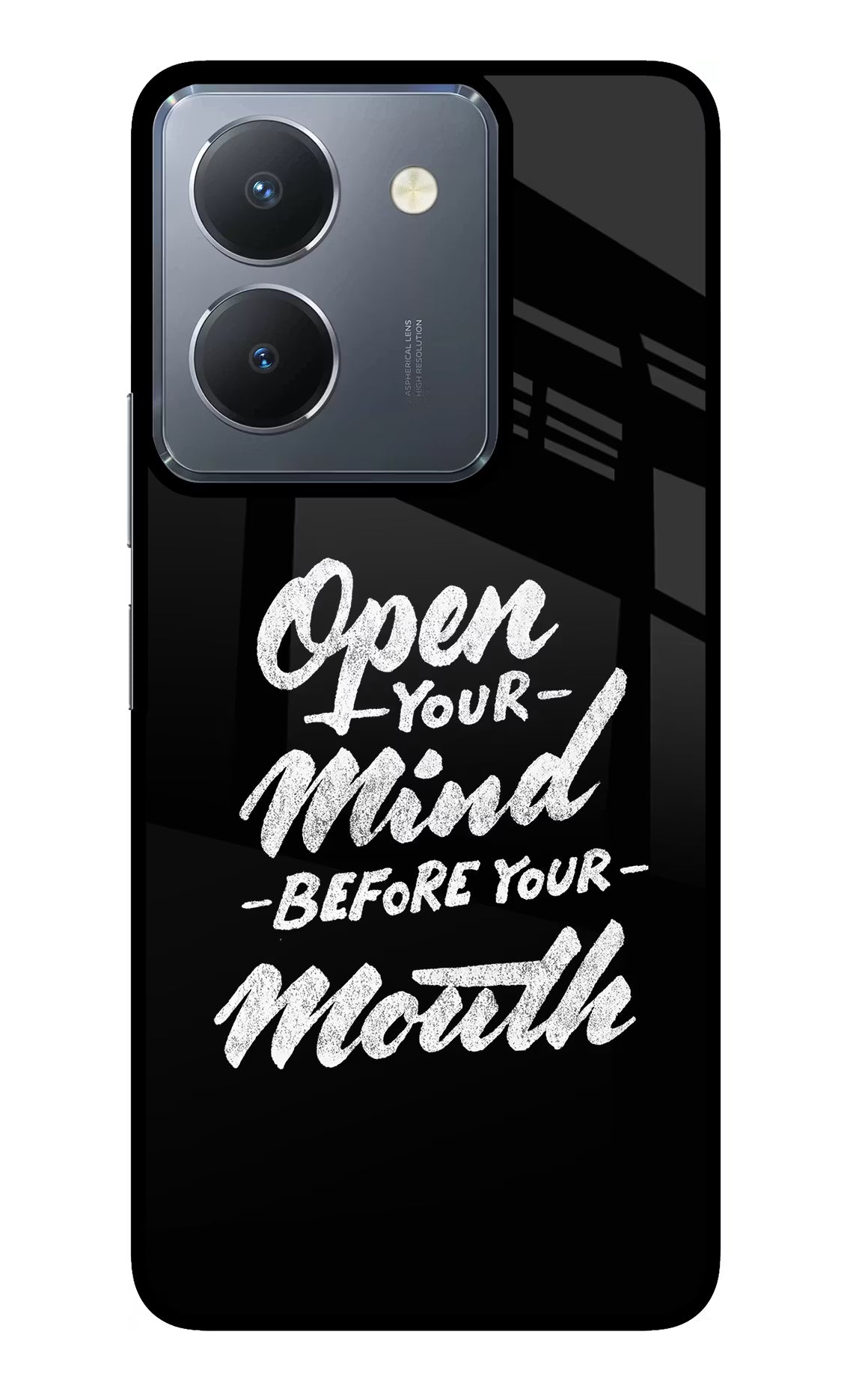 Open Your Mind Before Your Mouth Vivo Y36 Glass Case Back Cover by Casekaro
