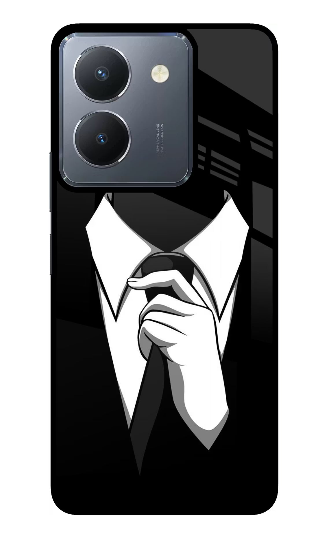 Black Tie Vivo Y36 Glass Case Back Cover by Casekaro