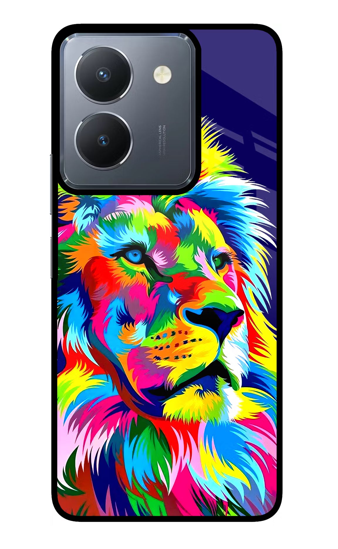 Vector Art Lion Vivo Y36 Glass Case Back Cover by Casekaro