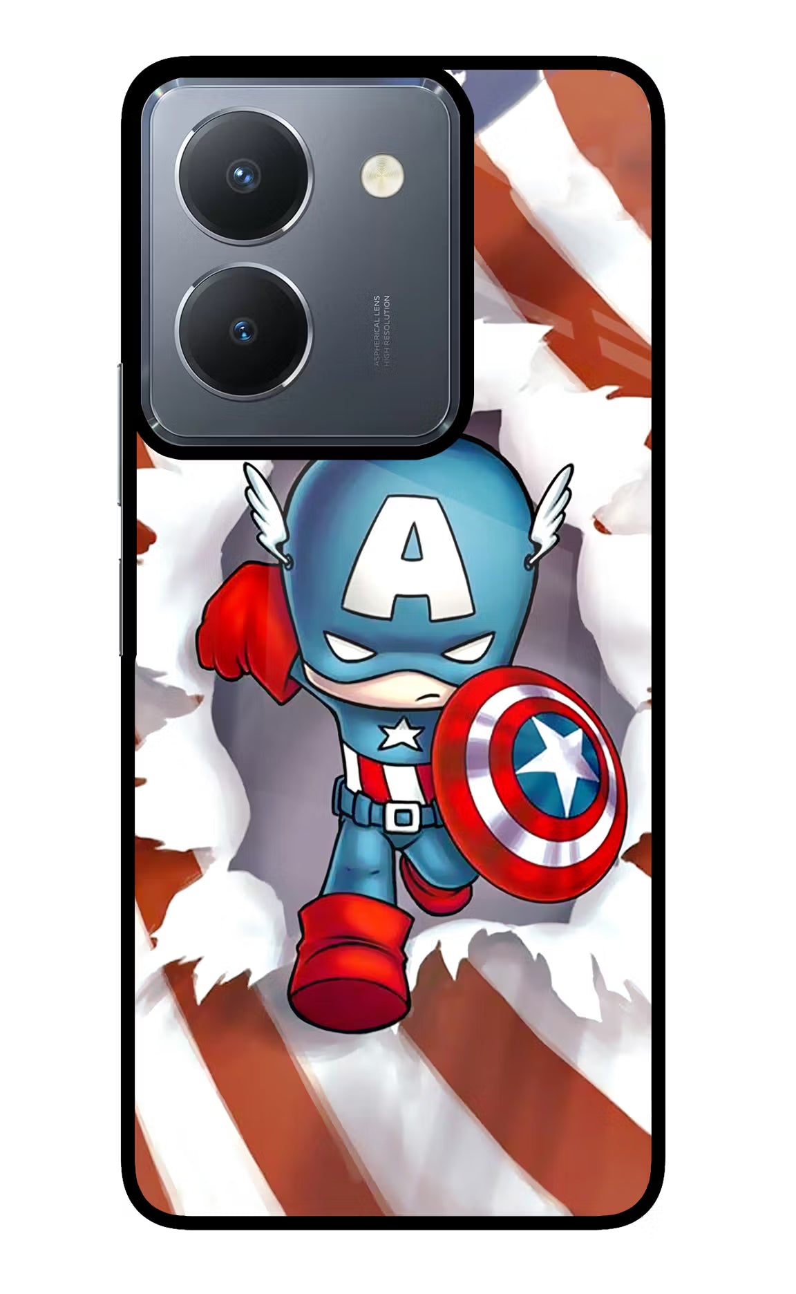 Captain America Vivo Y36 Glass Case Back Cover by Casekaro