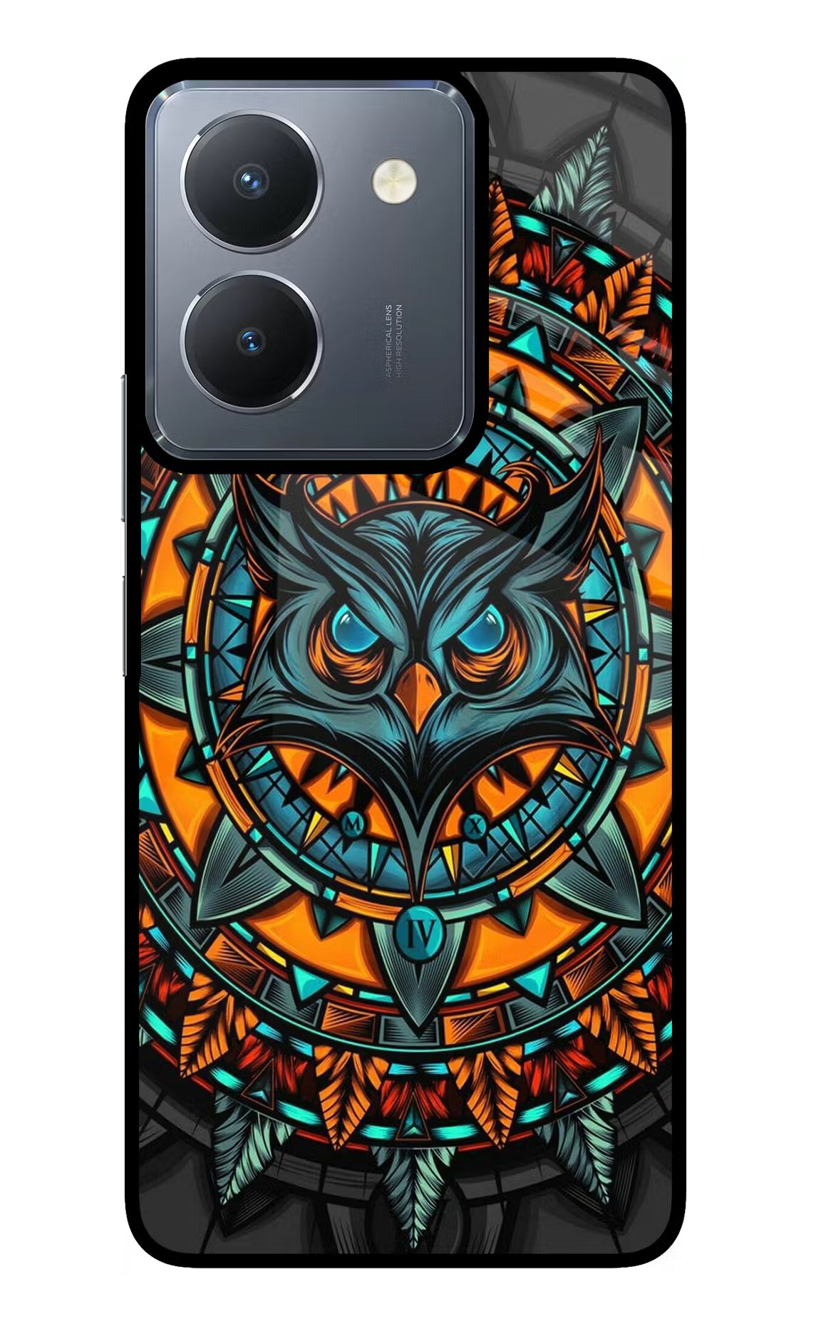 Angry Owl Art Vivo Y36 Glass Case Back Cover by Casekaro