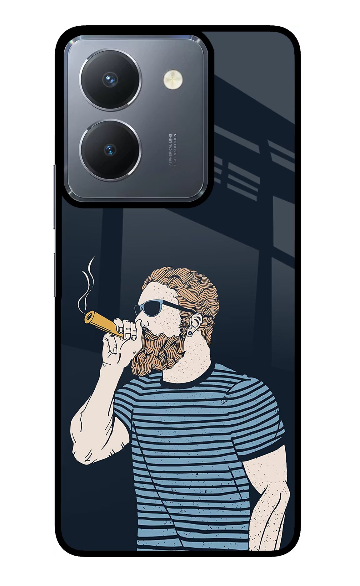 Smoking Vivo Y36 Glass Case Back Cover by Casekaro