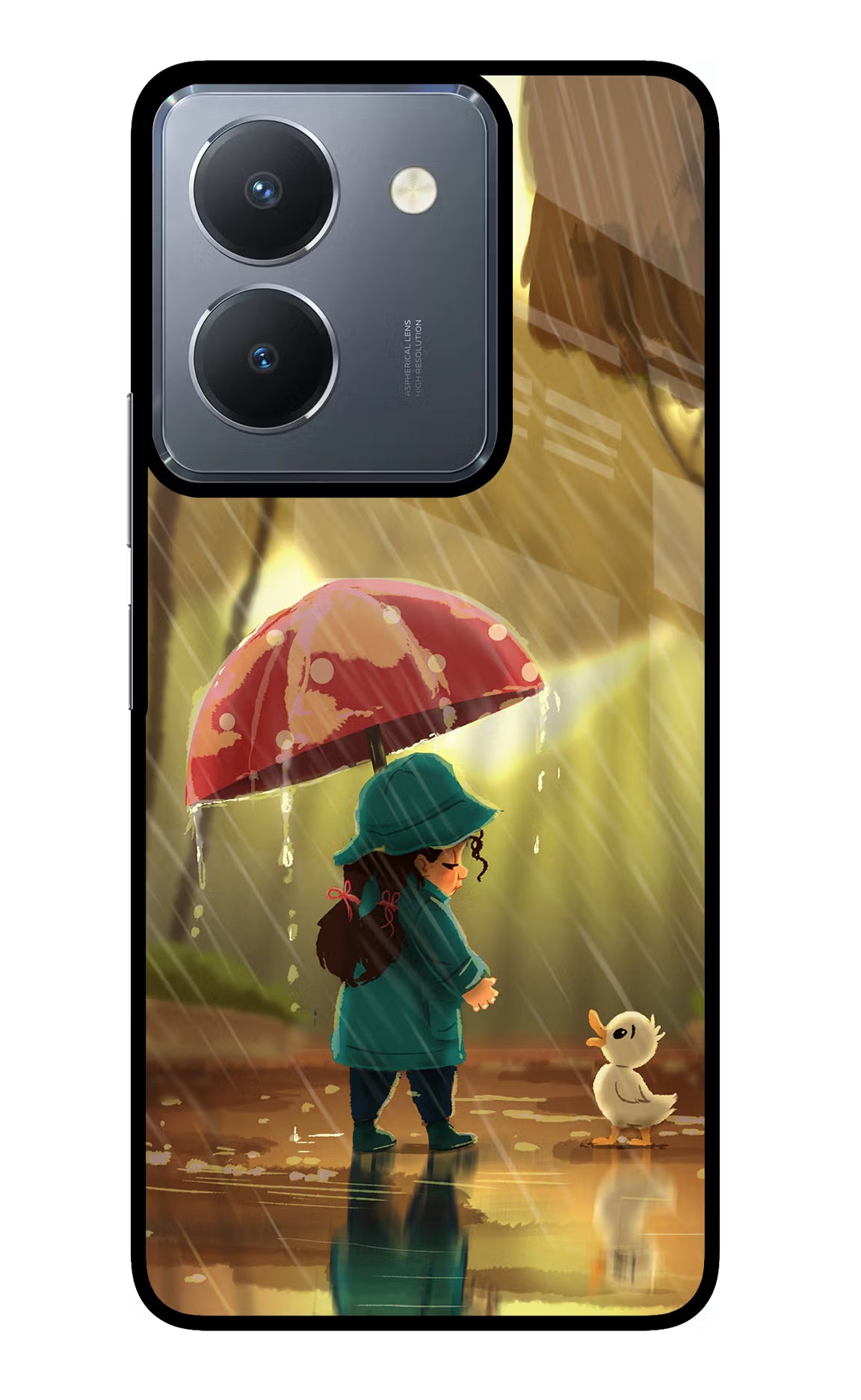 Rainy Day Vivo Y36 Glass Case Back Cover by Casekaro
