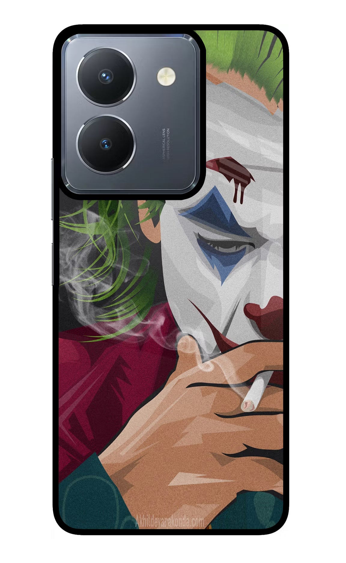 Joker Smoking Vivo Y36 Glass Case Back Cover by Casekaro