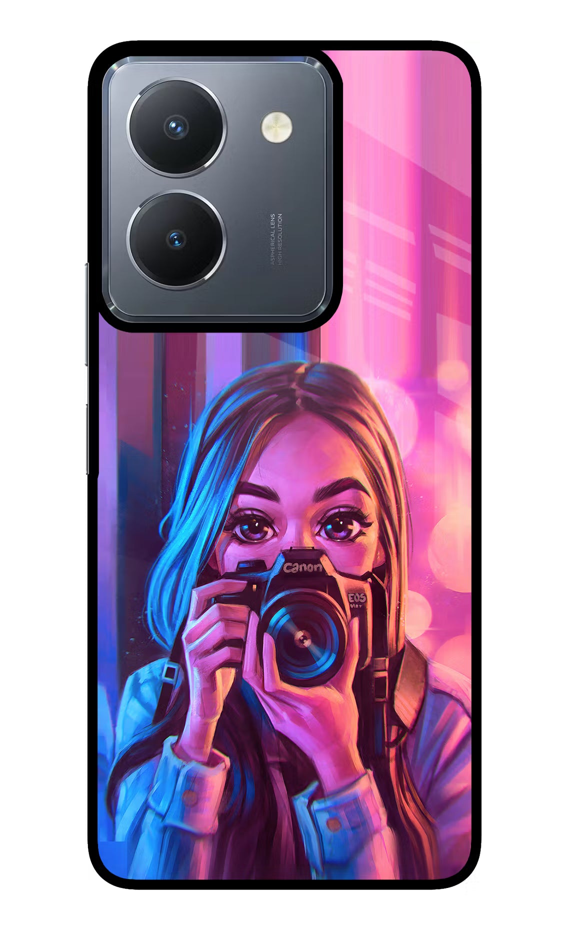 Girl Photographer Vivo Y36 Glass Case Back Cover by Casekaro