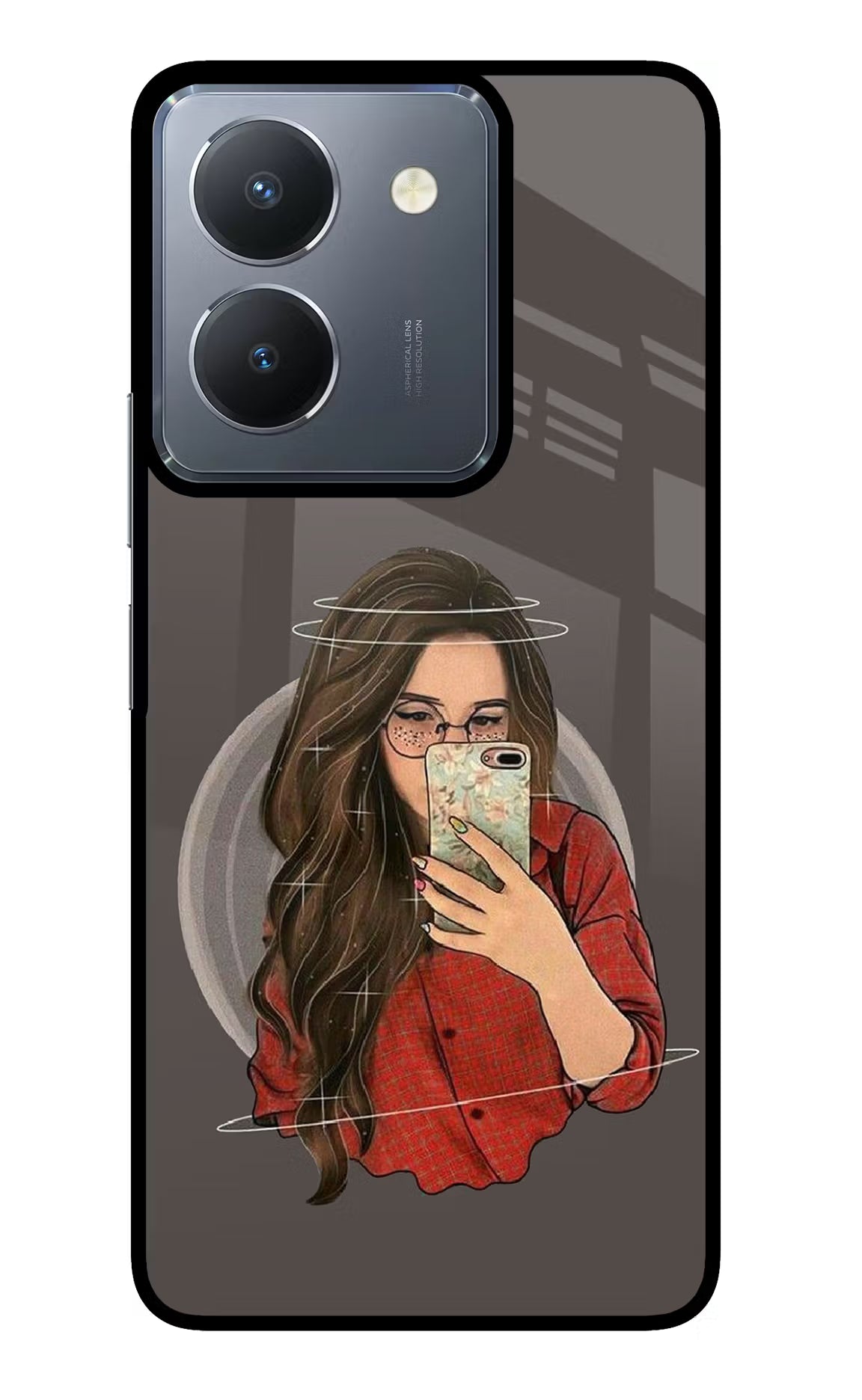 Selfie Queen Vivo Y36 Glass Case Back Cover by Casekaro