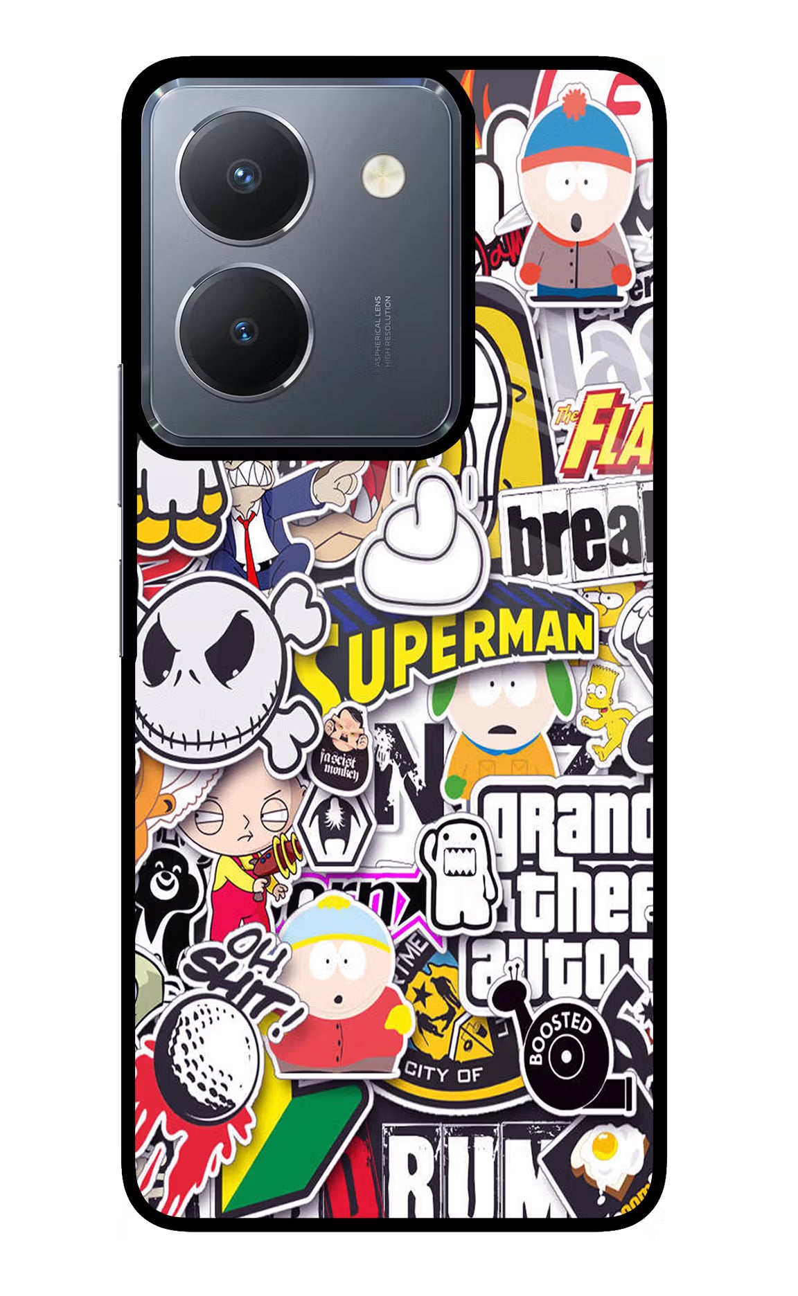 Sticker Bomb Vivo Y36 Glass Case