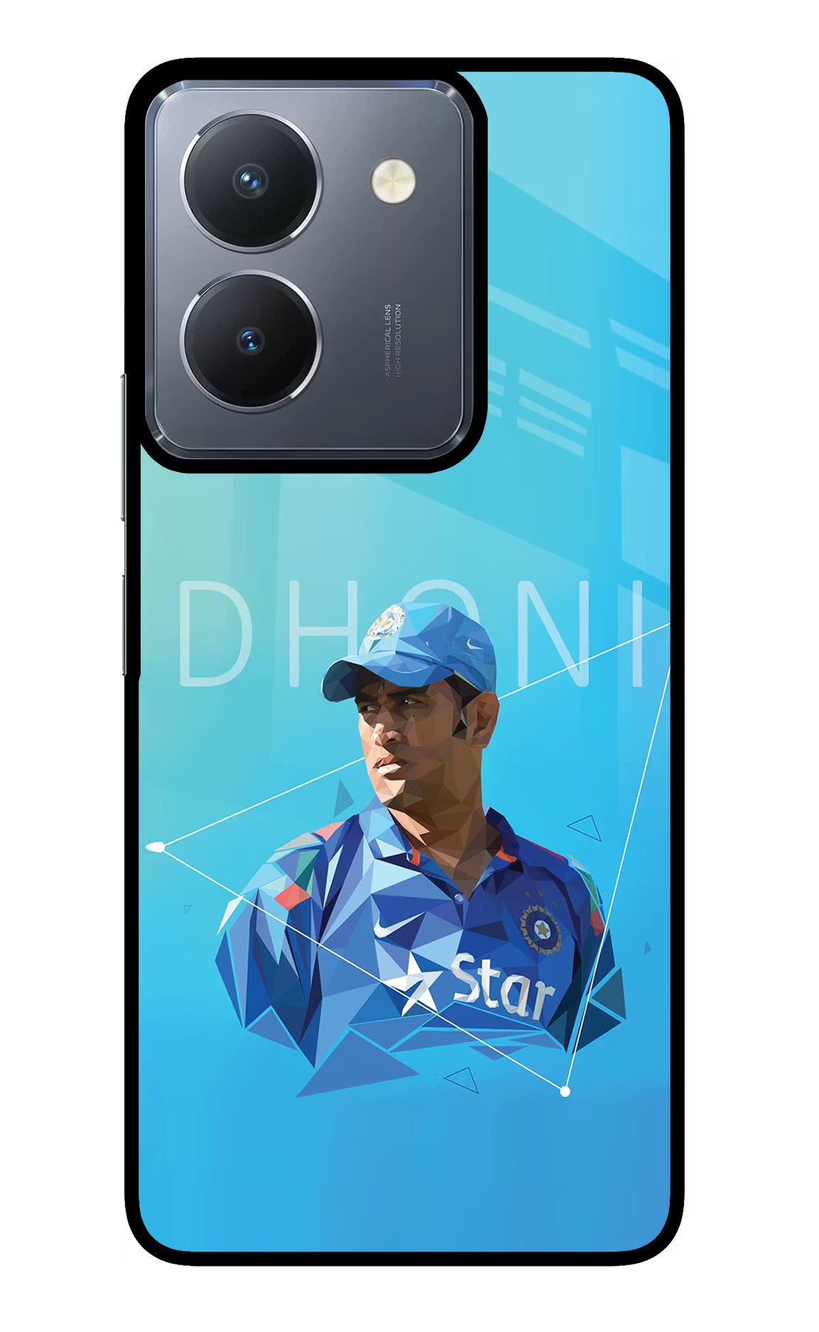 Dhoni Artwork Vivo Y36 Glass Case Back Cover by Casekaro