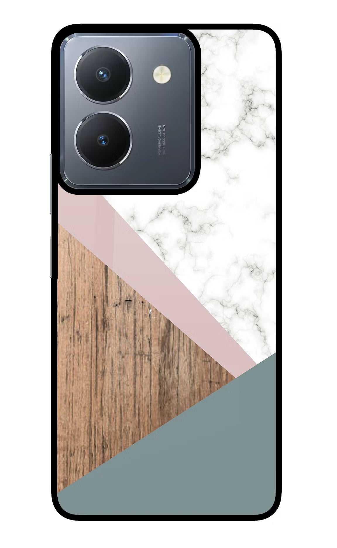 Marble wood Abstract Vivo Y36 Glass Case Back Cover by Casekaro