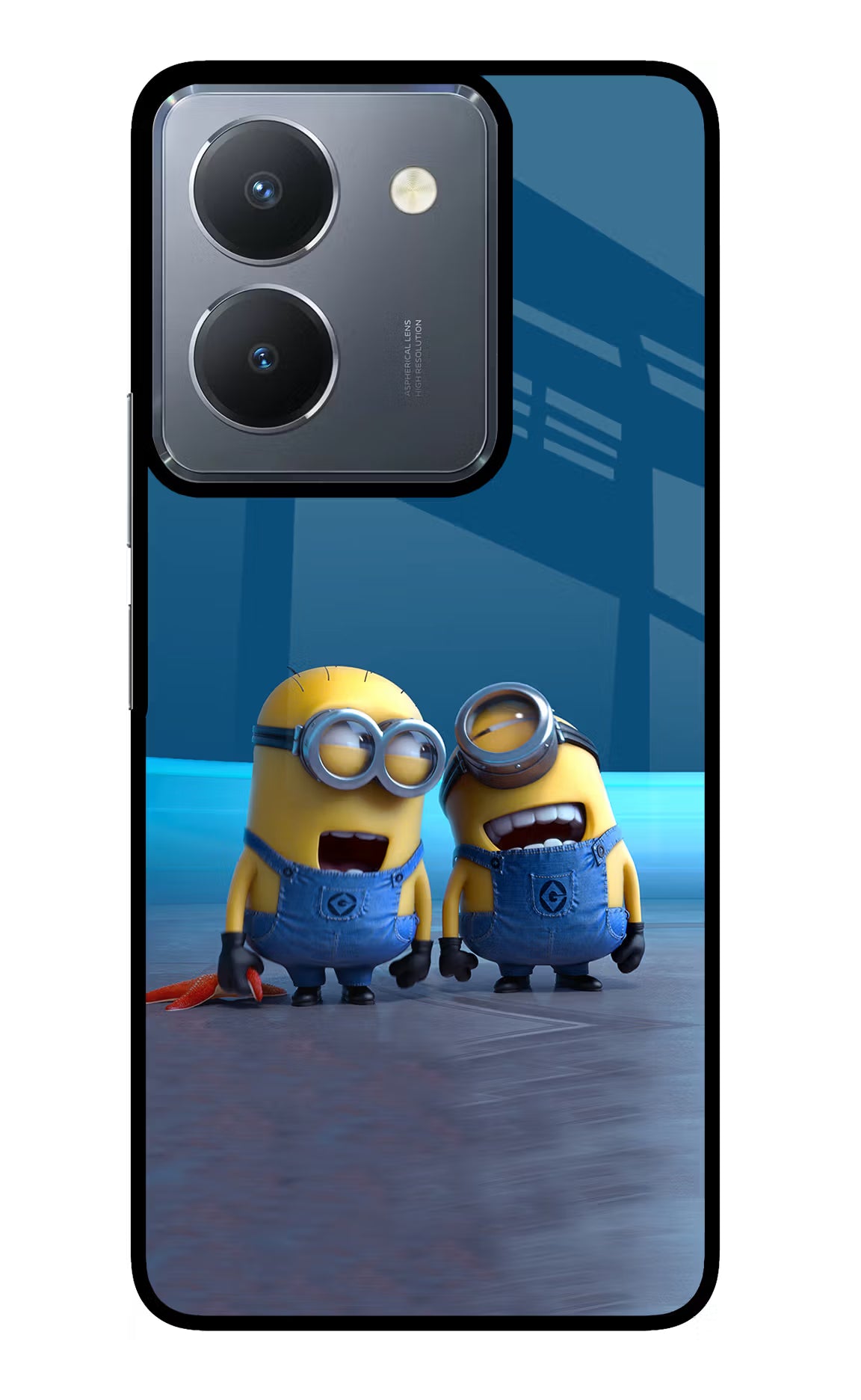 Minion Laughing Vivo Y36 Glass Case Back Cover by Casekaro