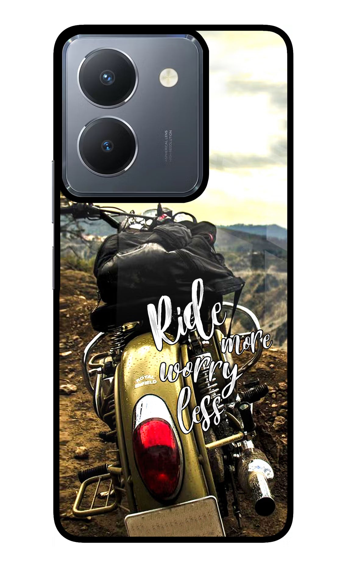 Ride More Worry Less Vivo Y36 Glass Case Back Cover by Casekaro