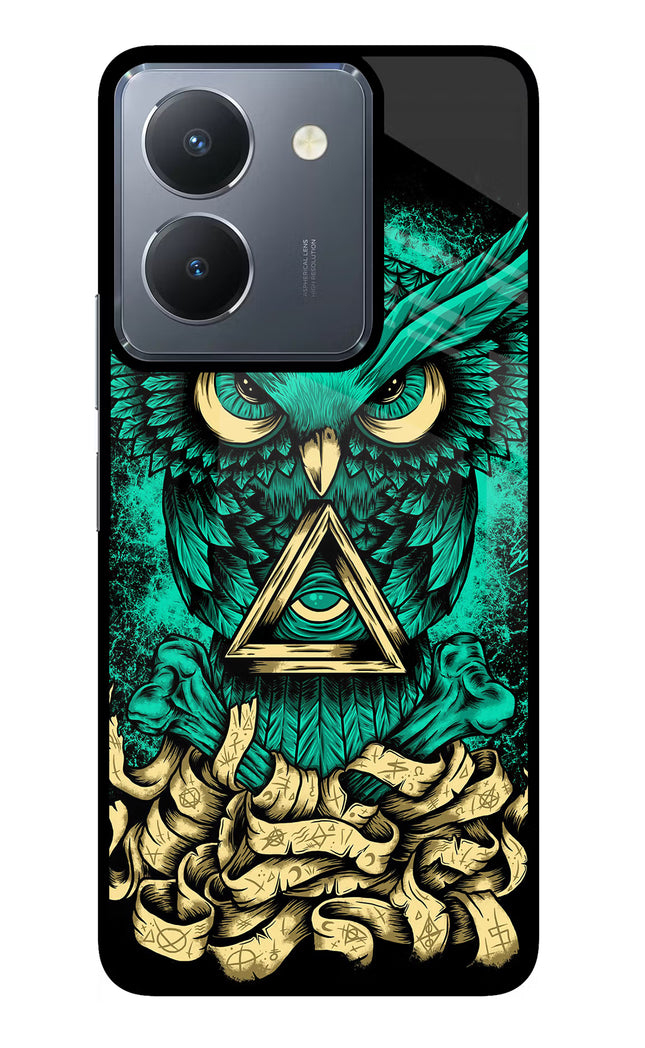 Green Owl Vivo Y36 Glass Case Back Cover by Casekaro