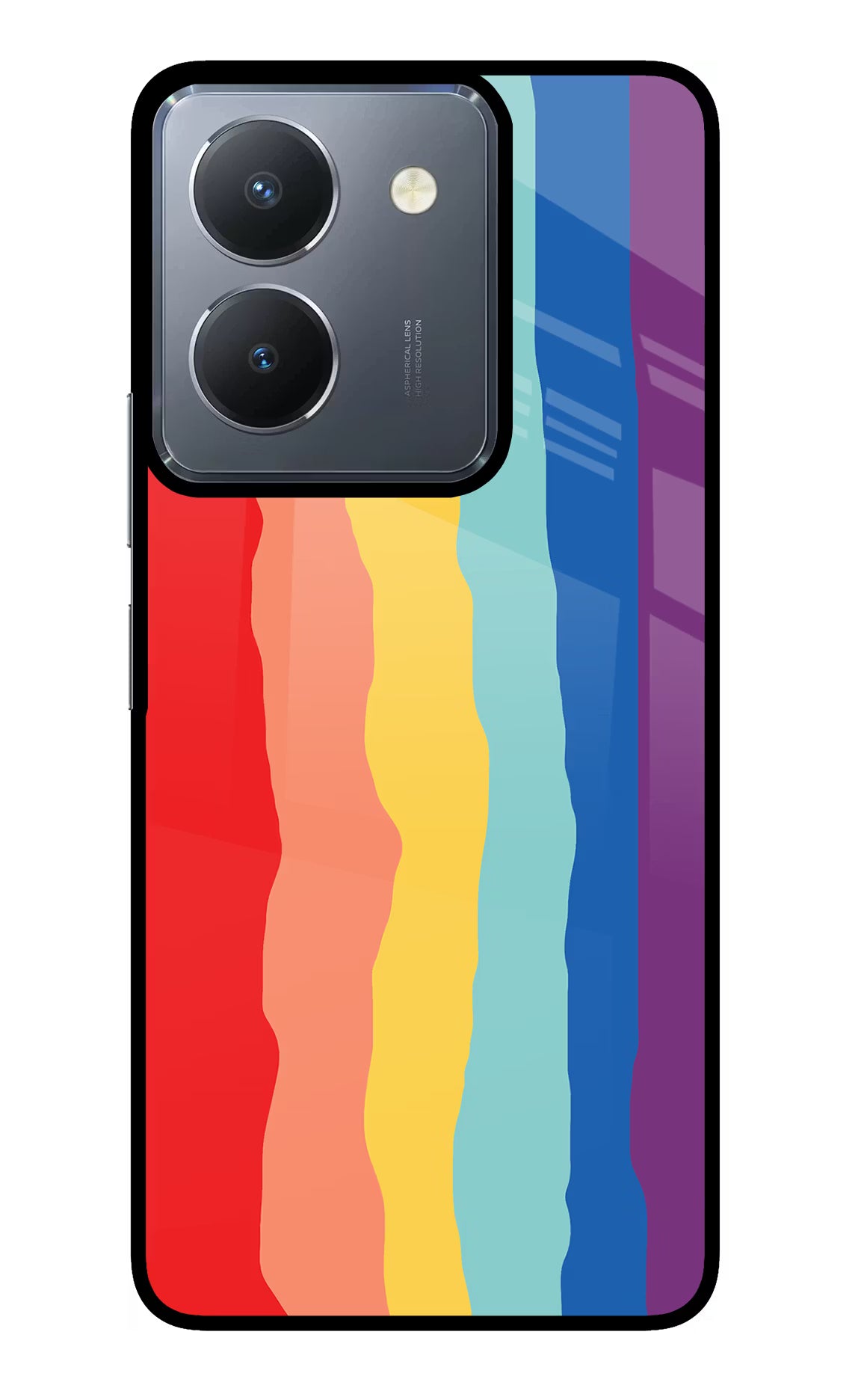 Rainbow Vivo Y36 Glass Case Back Cover by Casekaro