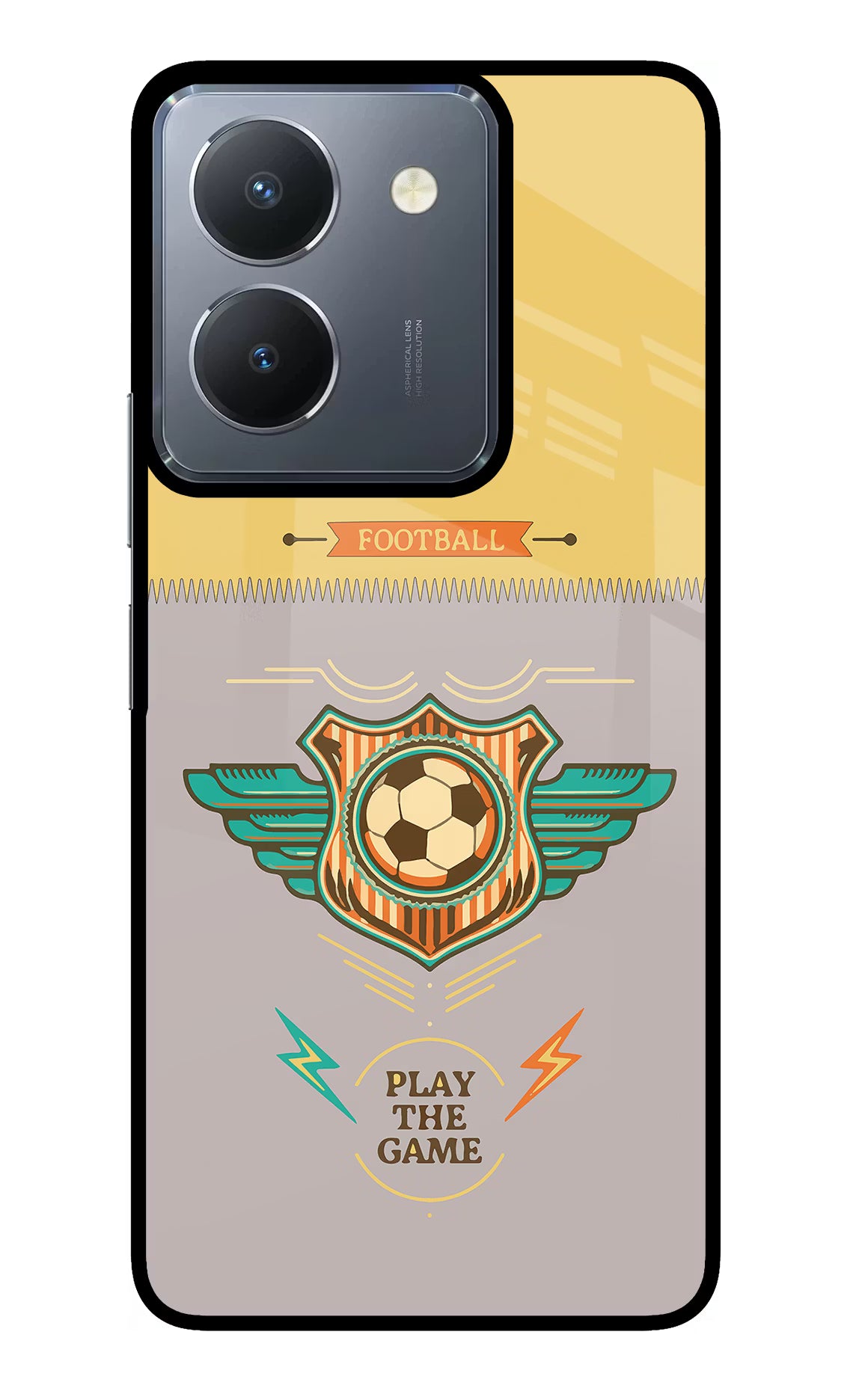 Football Vivo Y36 Glass Case Back Cover by Casekaro
