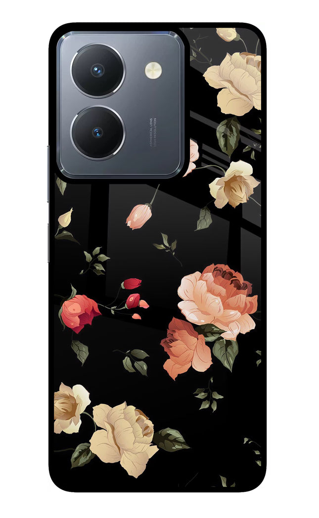 Flowers Vivo Y36 Glass Case Back Cover by Casekaro