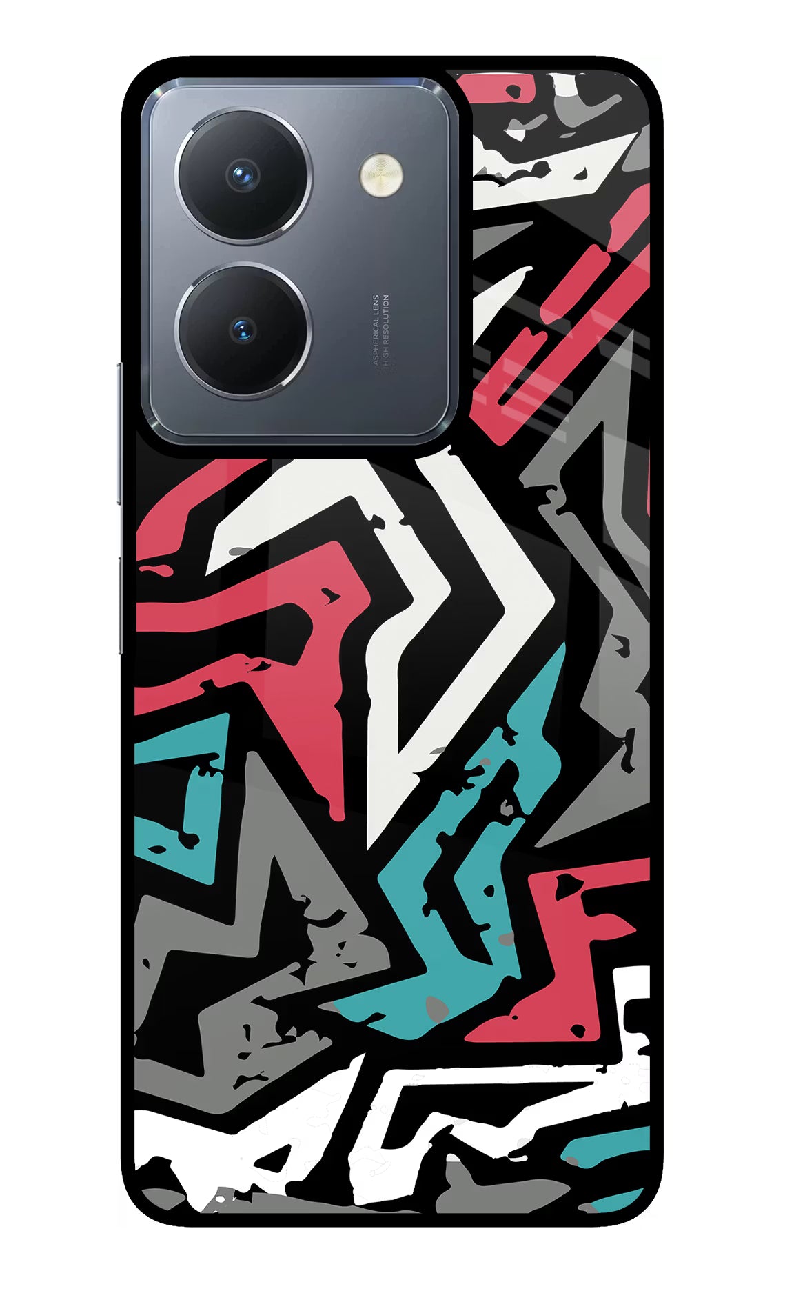 Geometric Graffiti Vivo Y36 Glass Case Back Cover by Casekaro