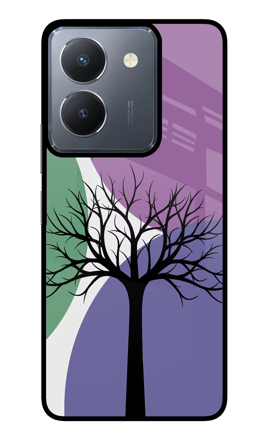 Tree Art Vivo Y36 Glass Case Back Cover by Casekaro