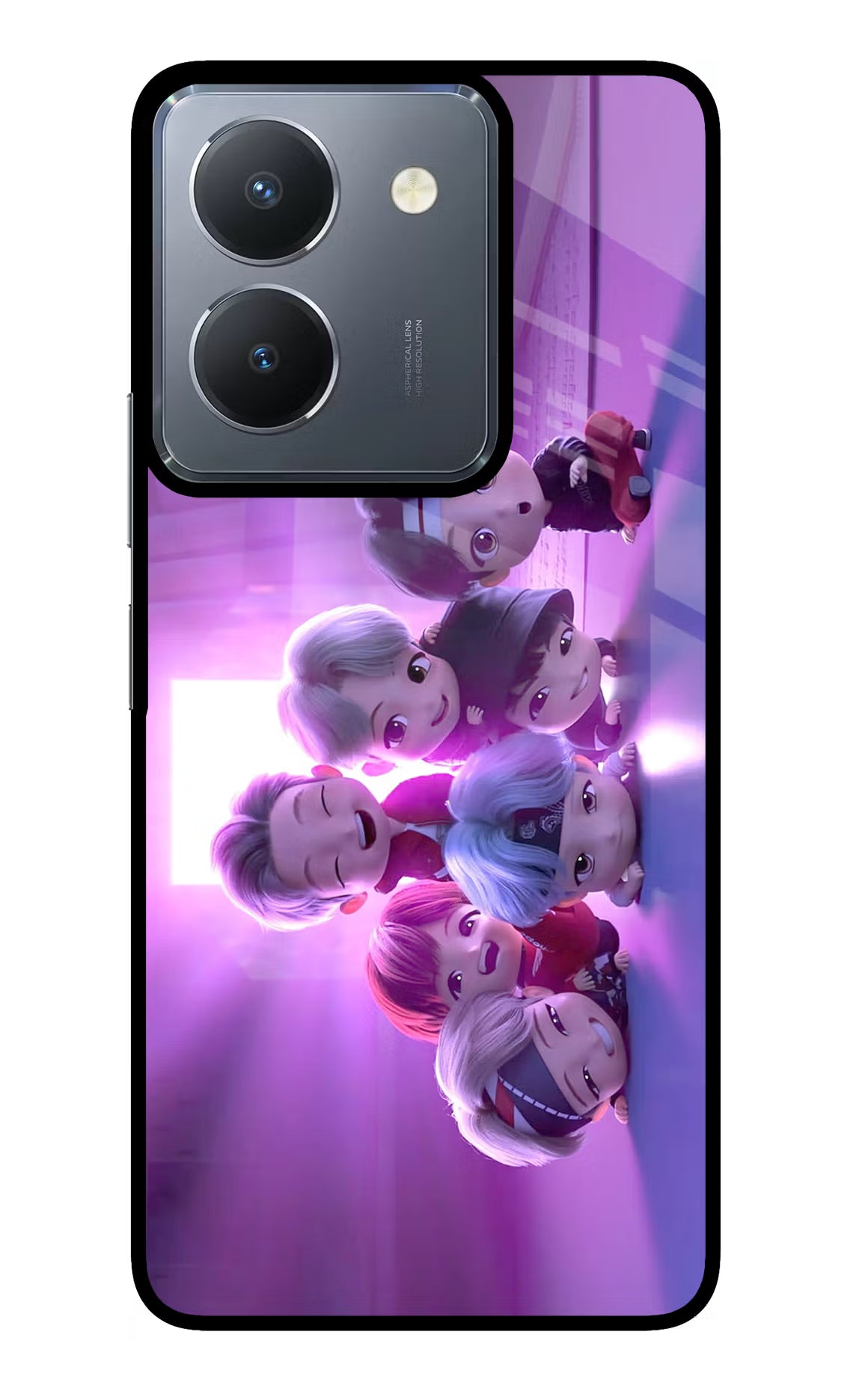 BTS Chibi Vivo Y36 Glass Case Back Cover by Casekaro