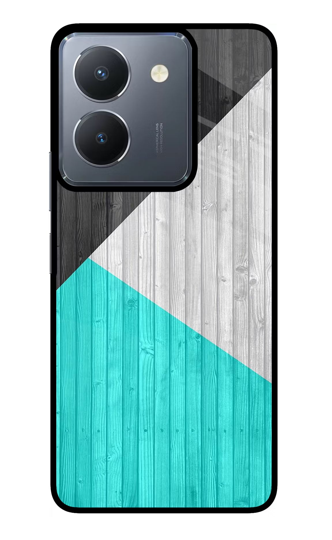 Wooden Abstract Vivo Y36 Glass Case Back Cover by Casekaro