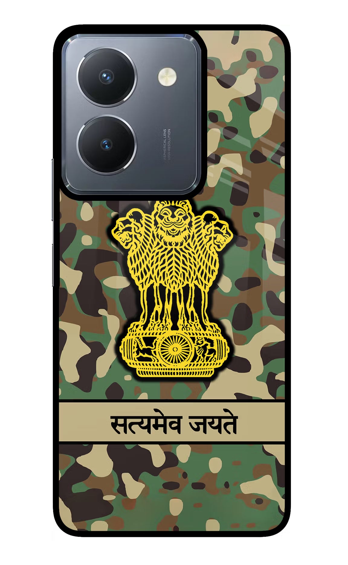 Satyamev Jayate Army Vivo Y36 Glass Case Back Cover by Casekaro