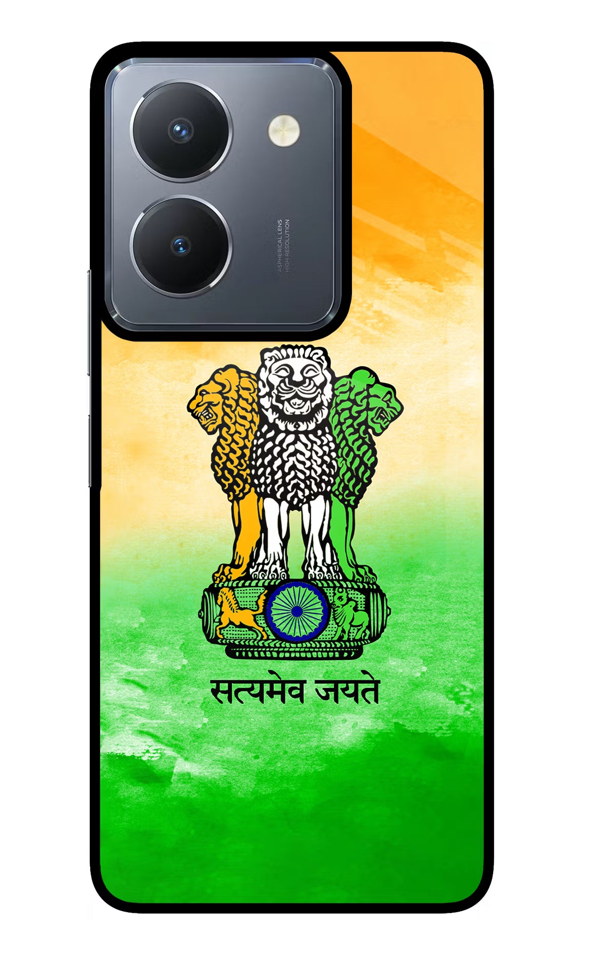 Satyamev Jayate Flag Vivo Y36 Glass Case Back Cover by Casekaro