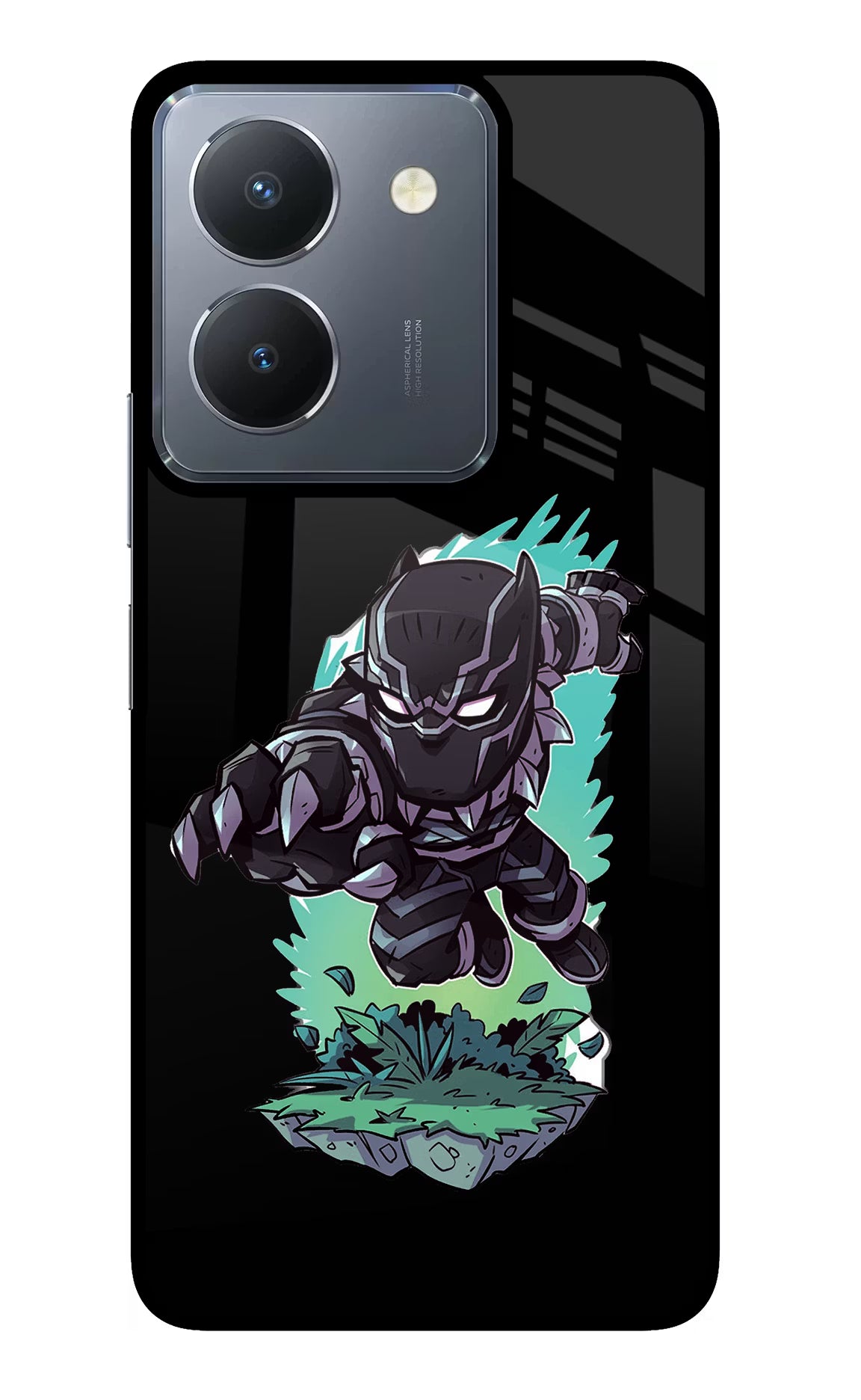Black Panther Vivo Y36 Glass Case Back Cover by Casekaro
