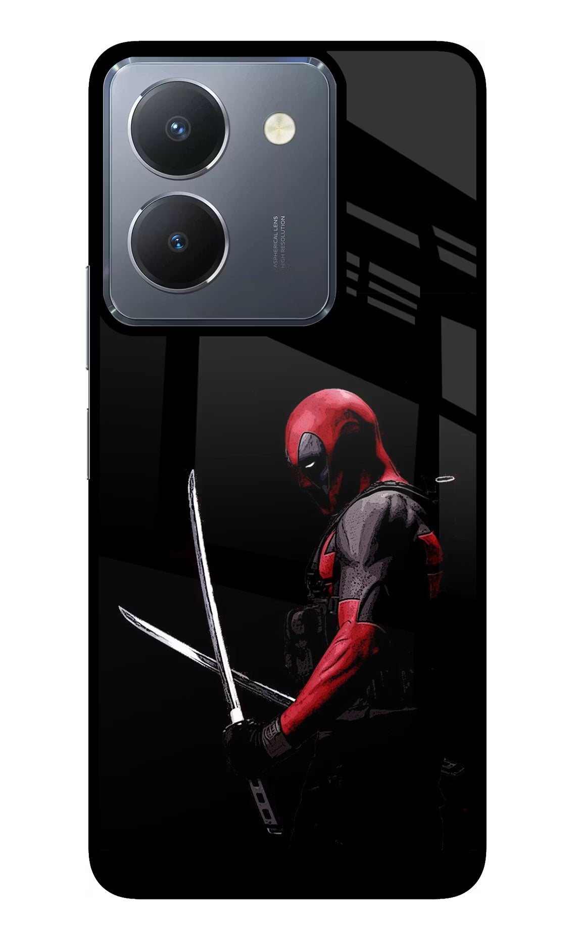 Deadpool Vivo Y36 Glass Case Back Cover by Casekaro