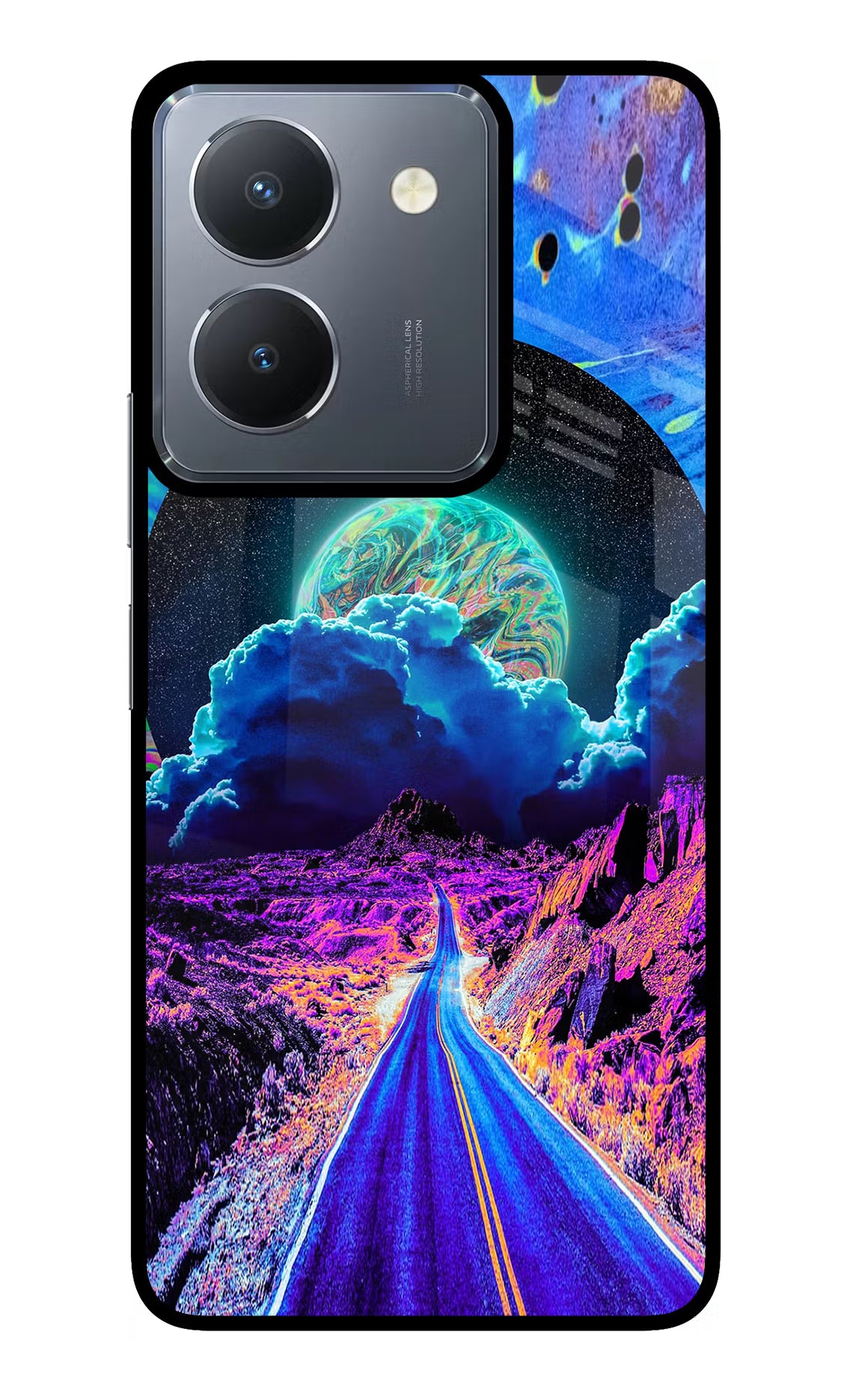 Psychedelic Painting Vivo Y36 Glass Case Back Cover by Casekaro