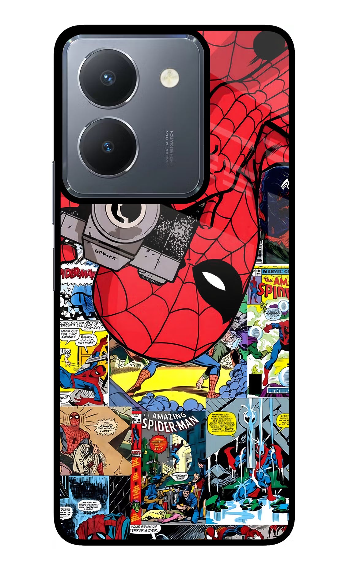 Spider Man Vivo Y36 Glass Case Back Cover by Casekaro
