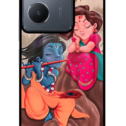 Radhe Krishna Vivo Y36 Glass Case Back Cover by Casekaro
