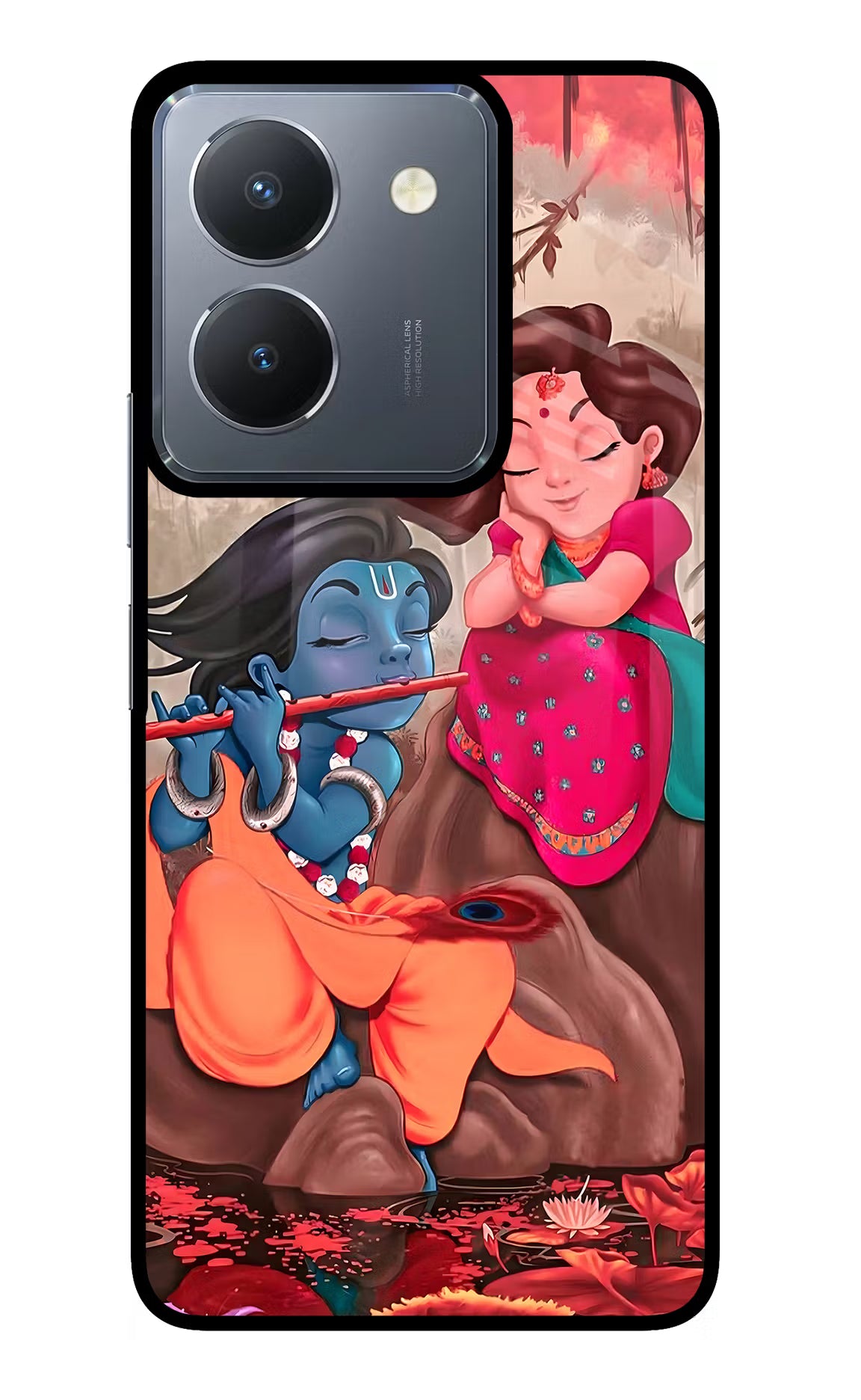 Radhe Krishna Vivo Y36 Glass Case Back Cover by Casekaro