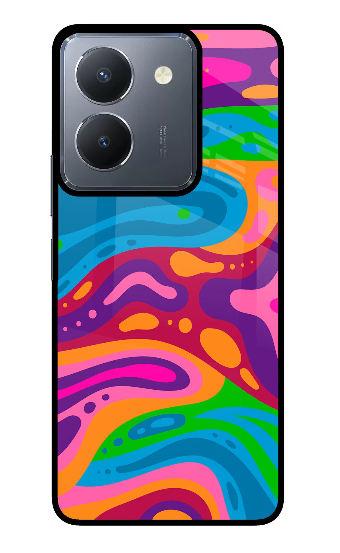 Trippy Pattern Vivo Y36 Glass Case Back Cover by Casekaro