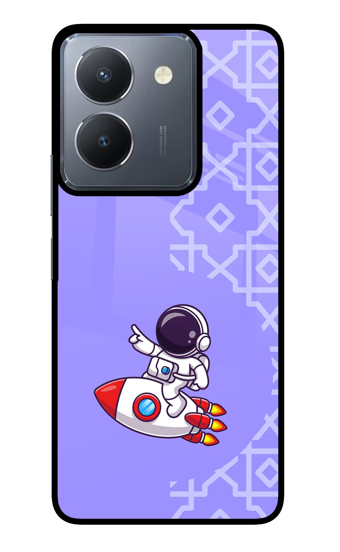 Cute Astronaut Vivo Y36 Glass Case Back Cover by Casekaro