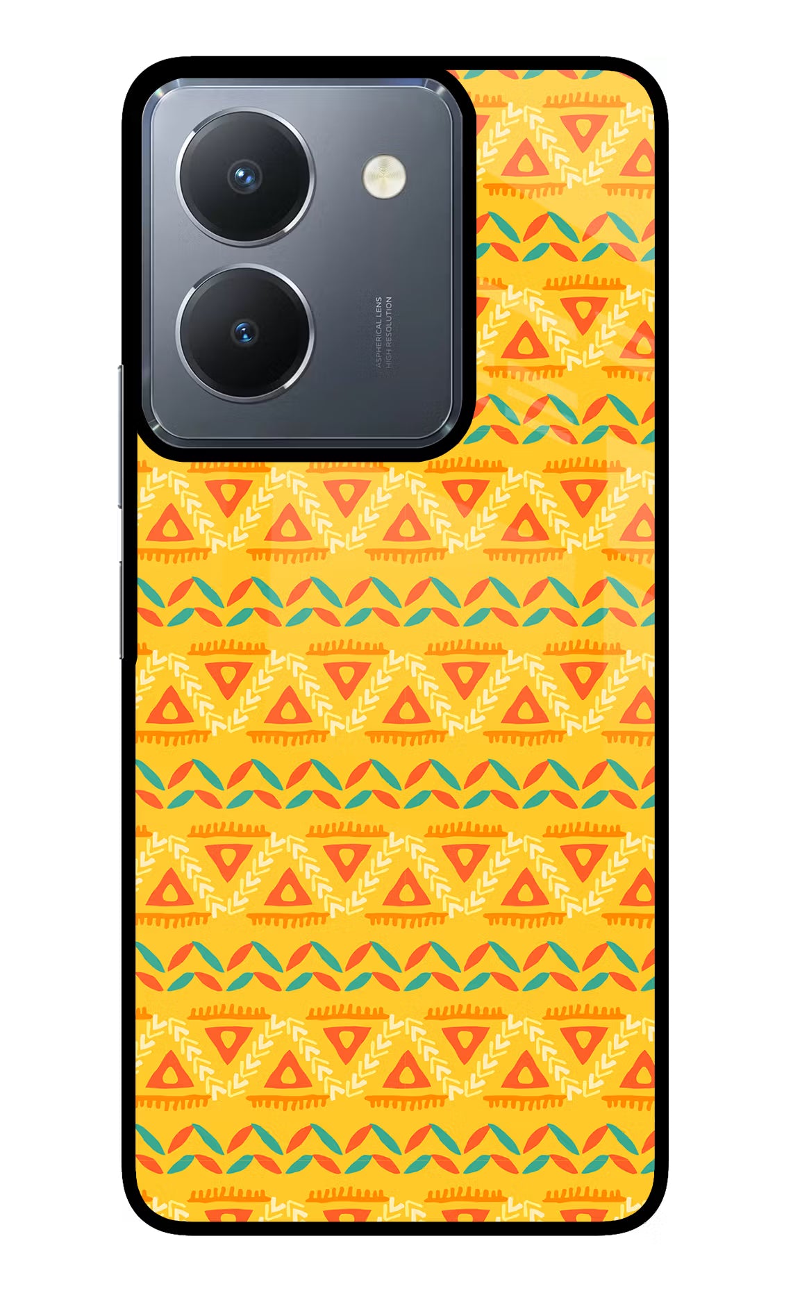 Tribal Pattern Vivo Y36 Glass Case Back Cover by Casekaro