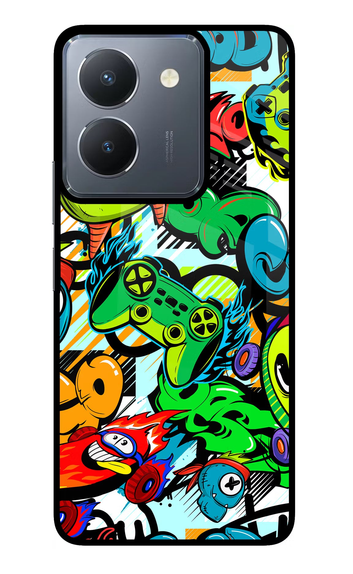 Game Doodle Vivo Y36 Glass Case Back Cover by Casekaro