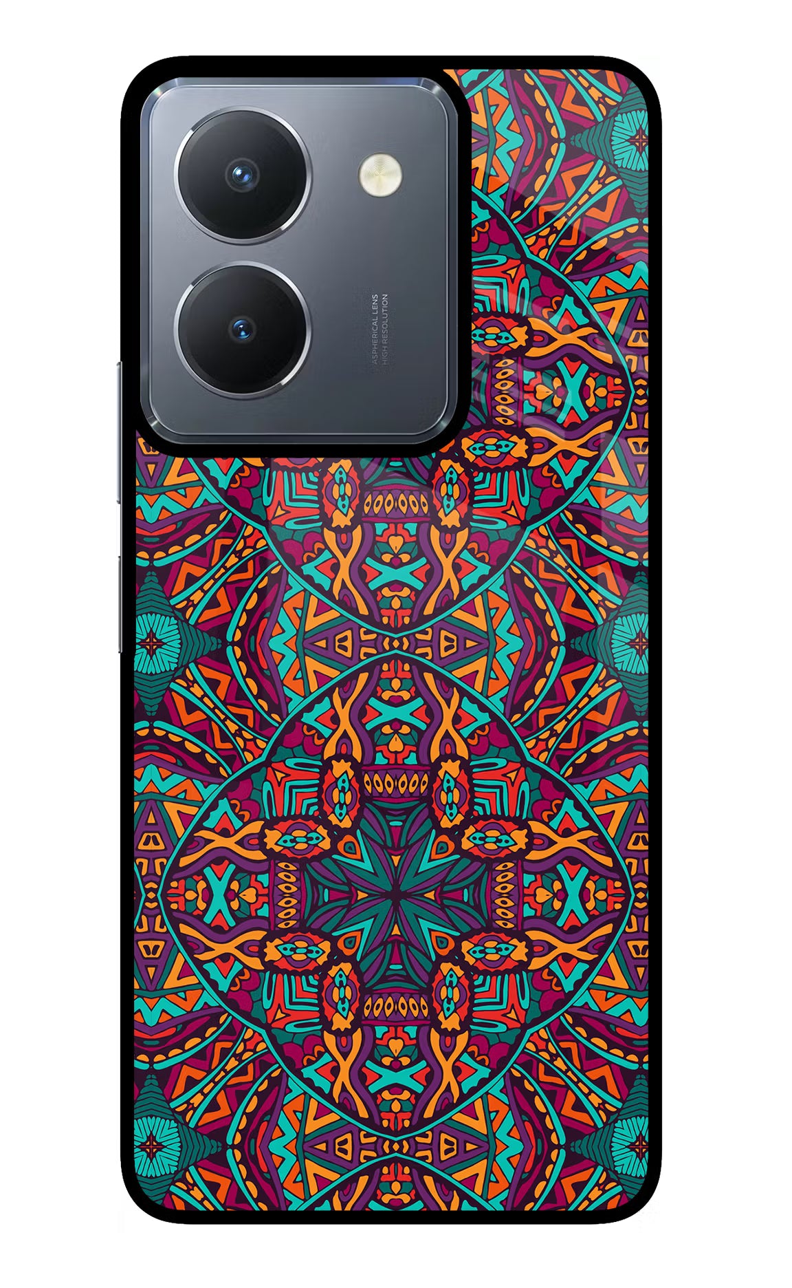 Colour Mandala Vivo Y36 Glass Case Back Cover by Casekaro