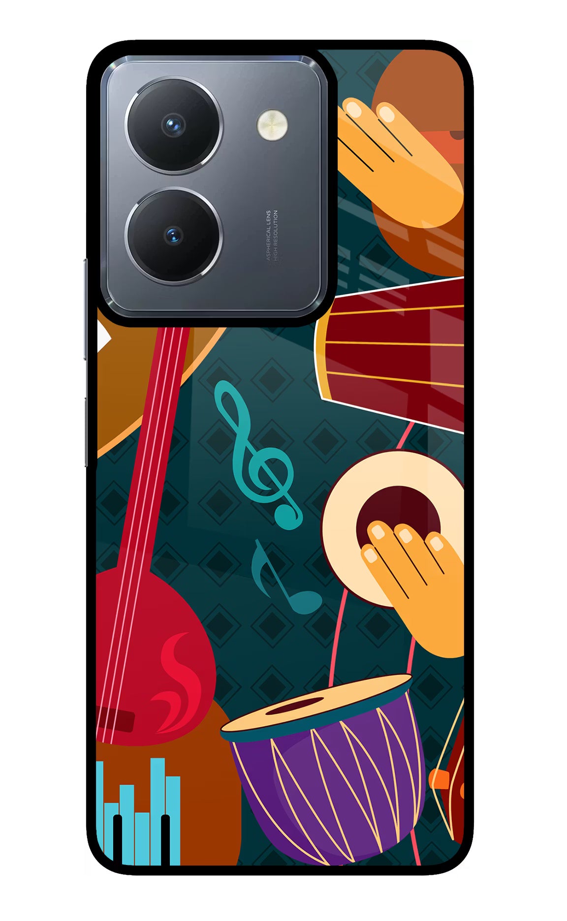Music Instrument Vivo Y36 Glass Case Back Cover by Casekaro