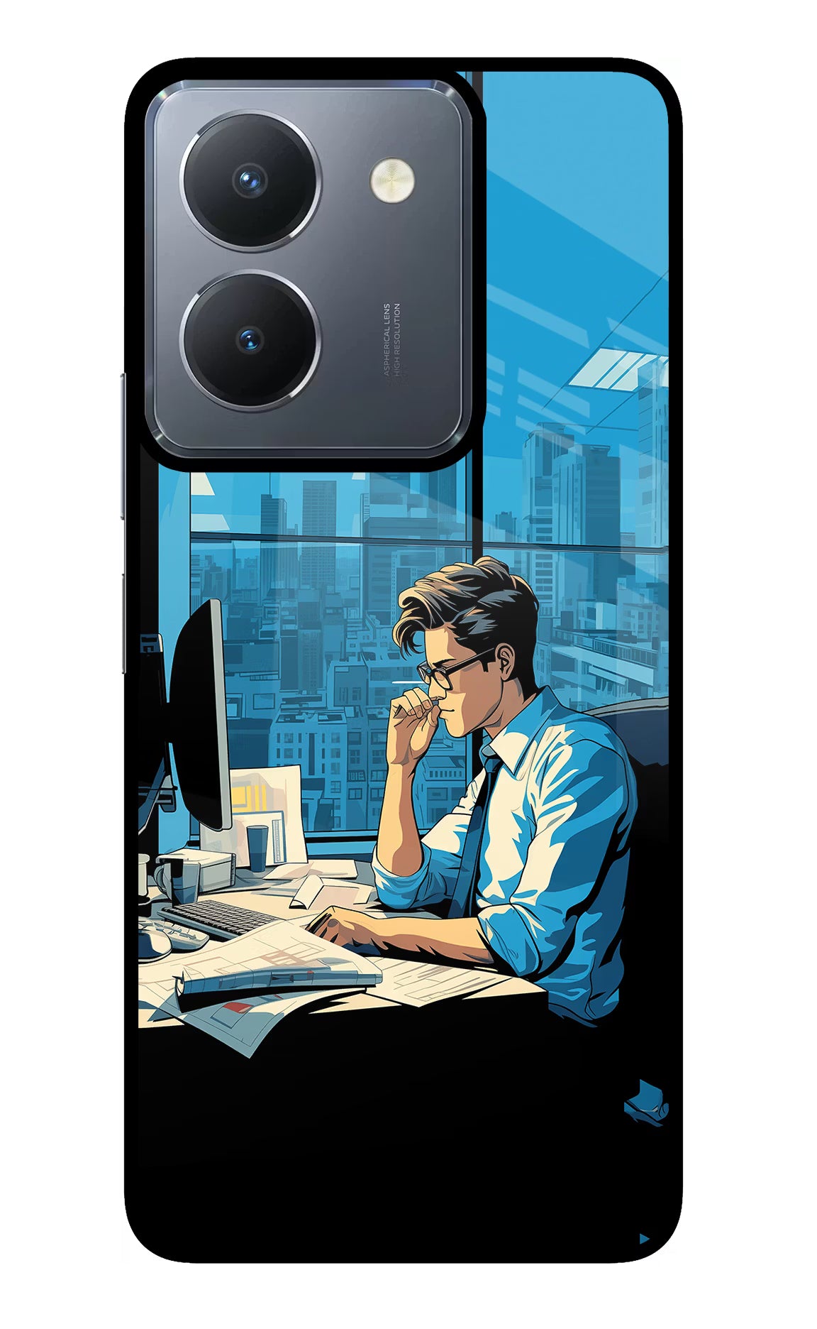 Focused Hustler (AI Generated) Vivo Y36 Glass Case Back Cover by Casekaro