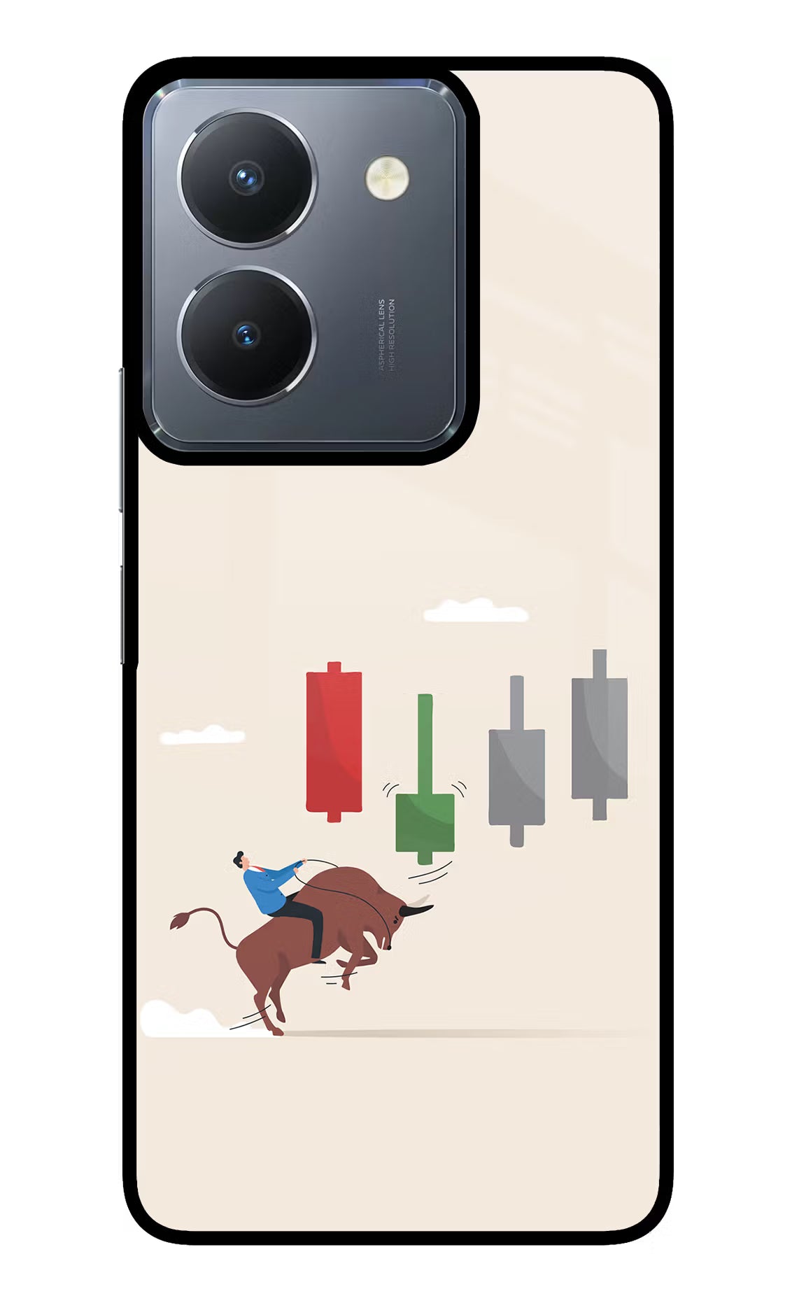 Bull Trading Momentum Vivo Y36 Glass Case Back Cover by Casekaro