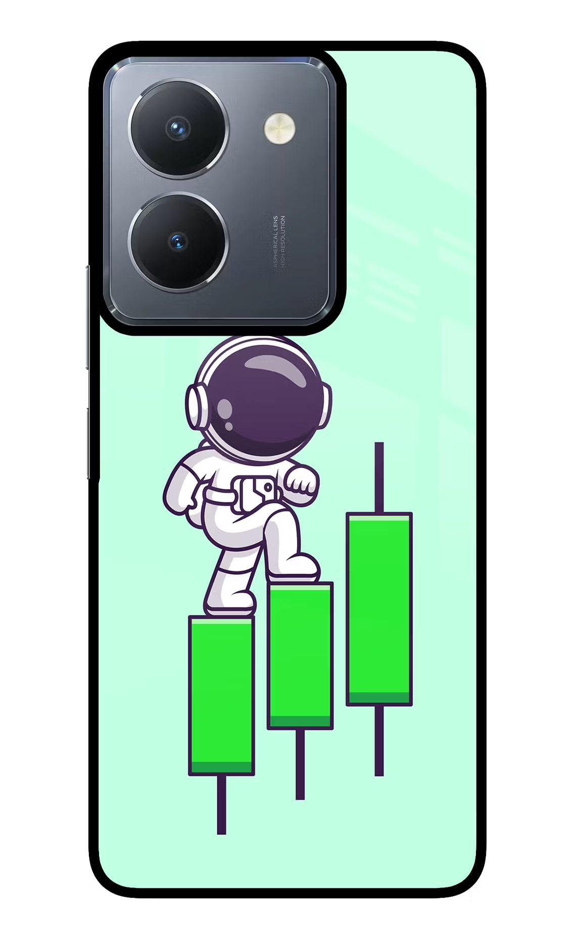 Astronaut Trader Vivo Y36 Glass Case Back Cover by Casekaro