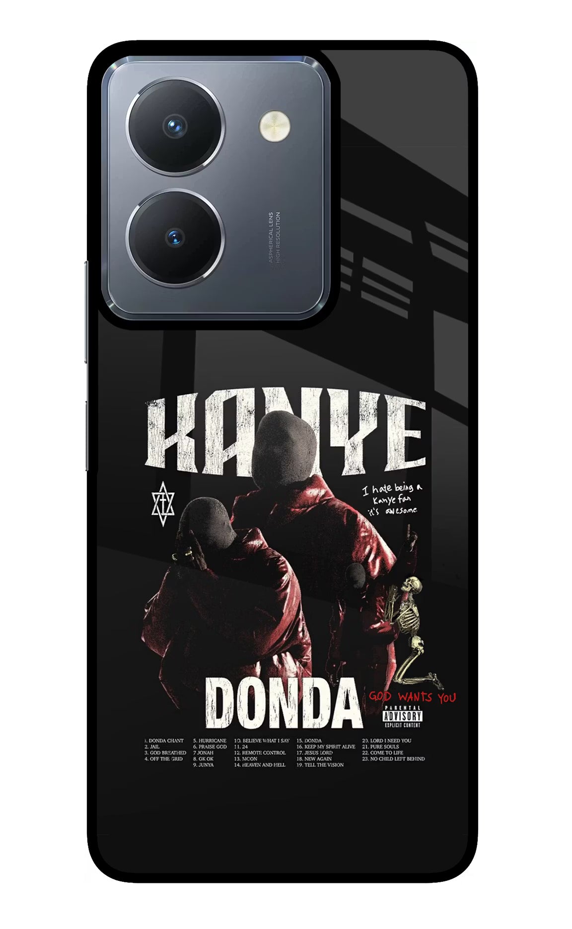 Donda Kanye West Vivo Y36 Glass Case Back Cover by Casekaro