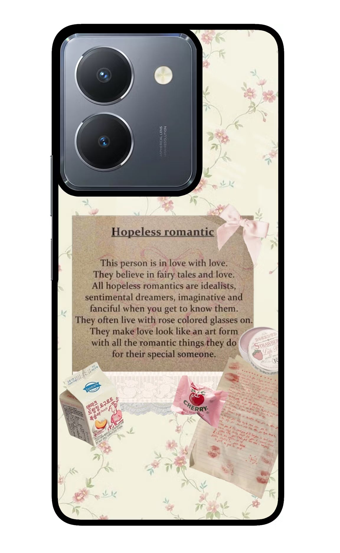 Hopeless Romantic Vivo Y36 Glass Case Back Cover by Casekaro