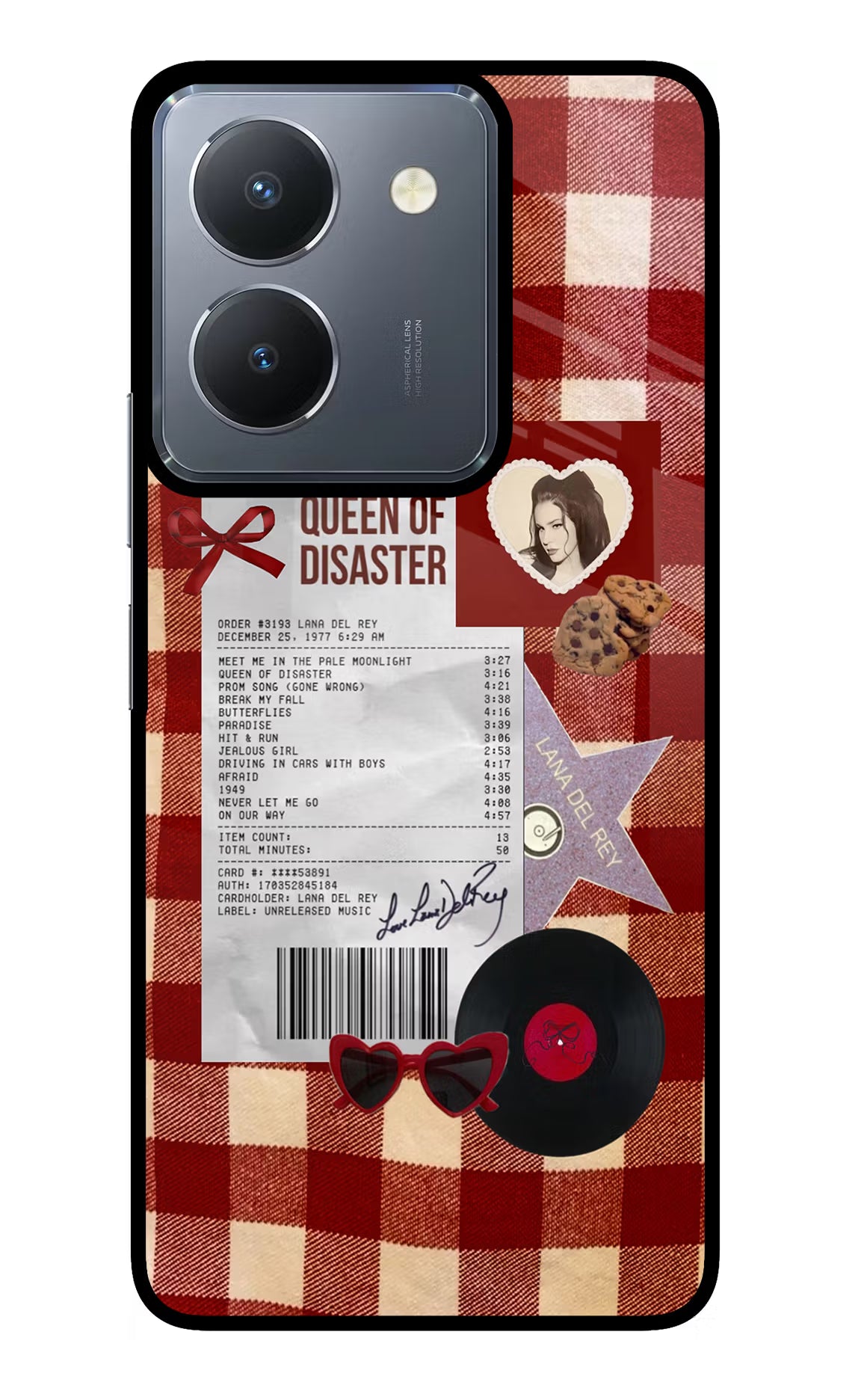 Queen of Disaster Vivo Y36 Glass Case Back Cover by Casekaro