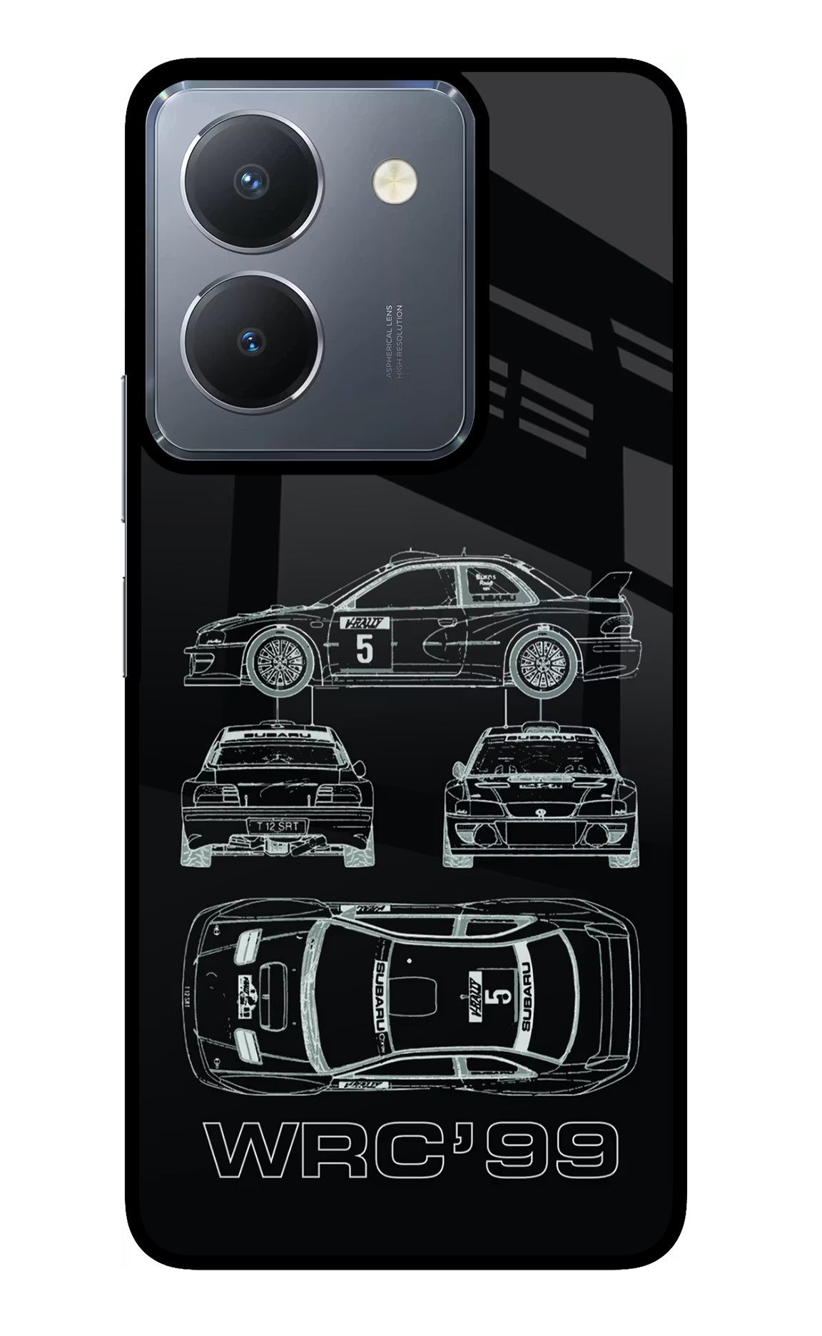 WRC'99 Vivo Y36 Glass Case Back Cover by Casekaro