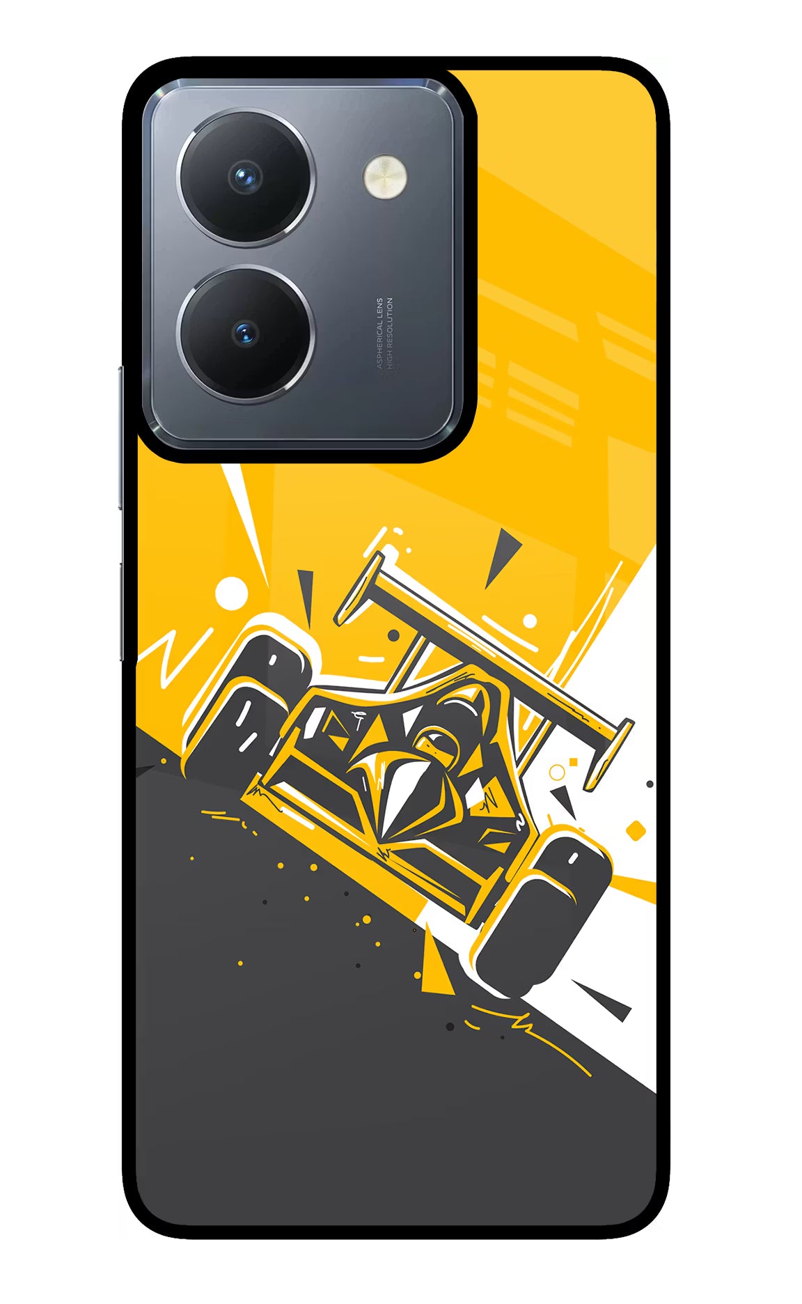 Track King Vivo Y36 Glass Case Back Cover by Casekaro