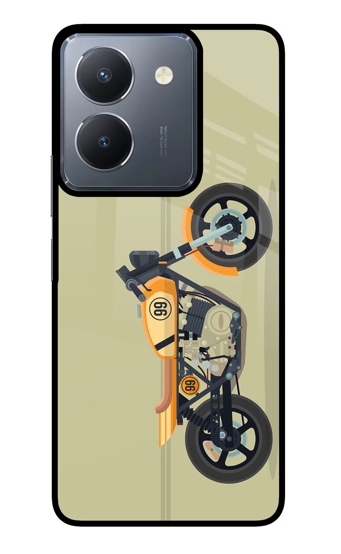Vertical Speedster Vivo Y36 Glass Case Back Cover by Casekaro
